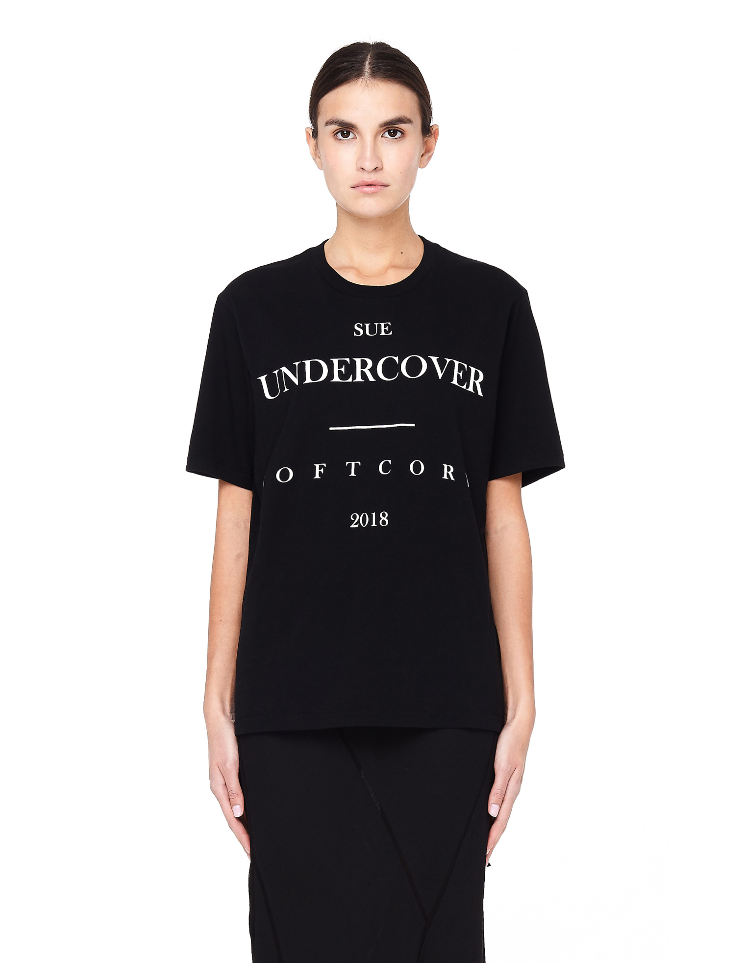 Sue Undercover Черная футболка из хлопка с надписью