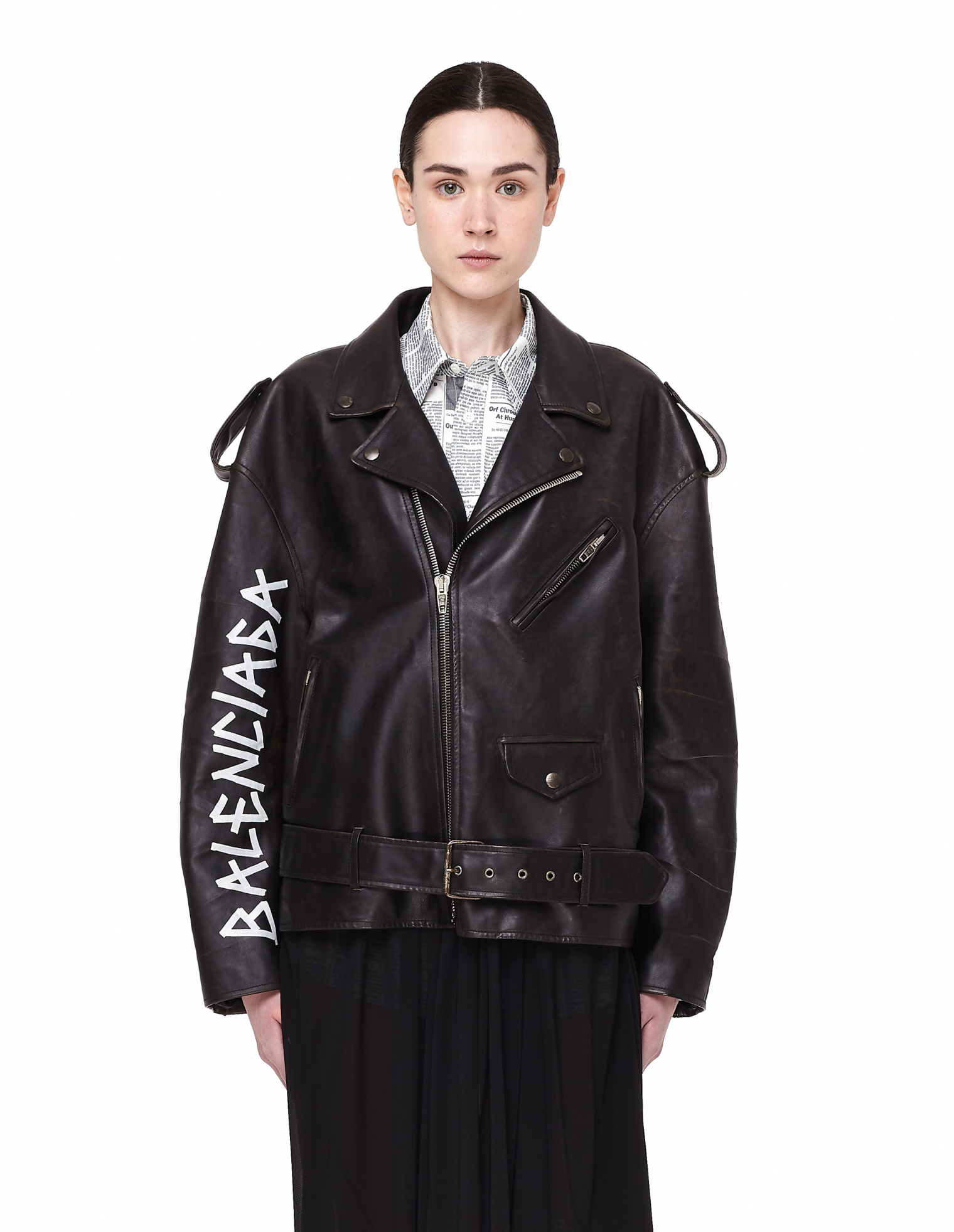 Balenciaga Черная кожаная куртка с логотипом