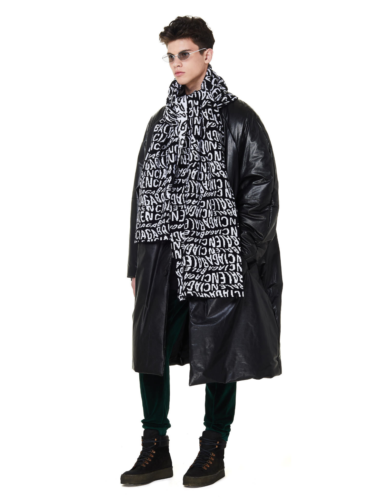 Balenciaga Black & White Mixed Typo Scarf