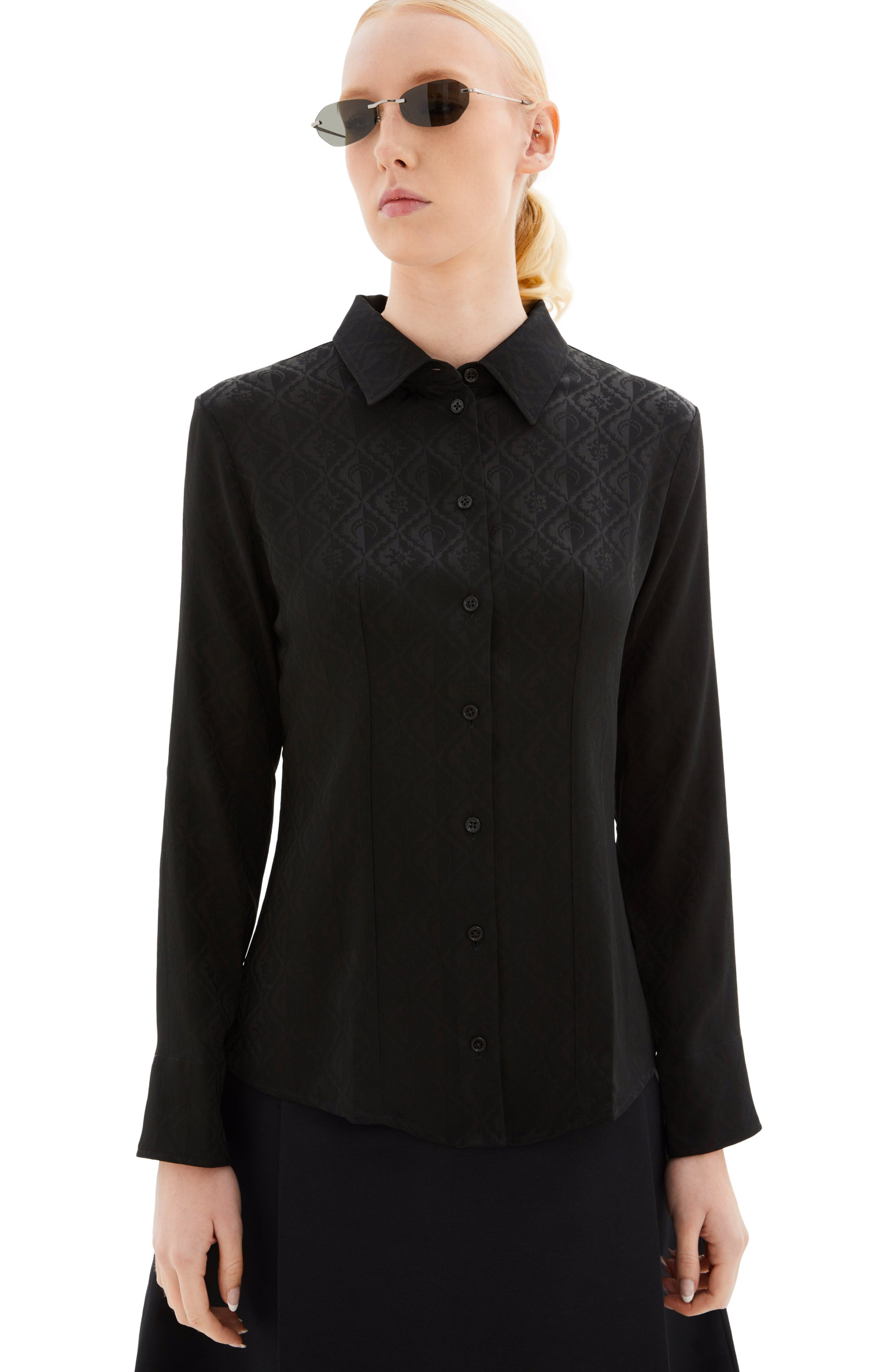 MARINE SERRE Jacquard Viscose Shirt Blouse