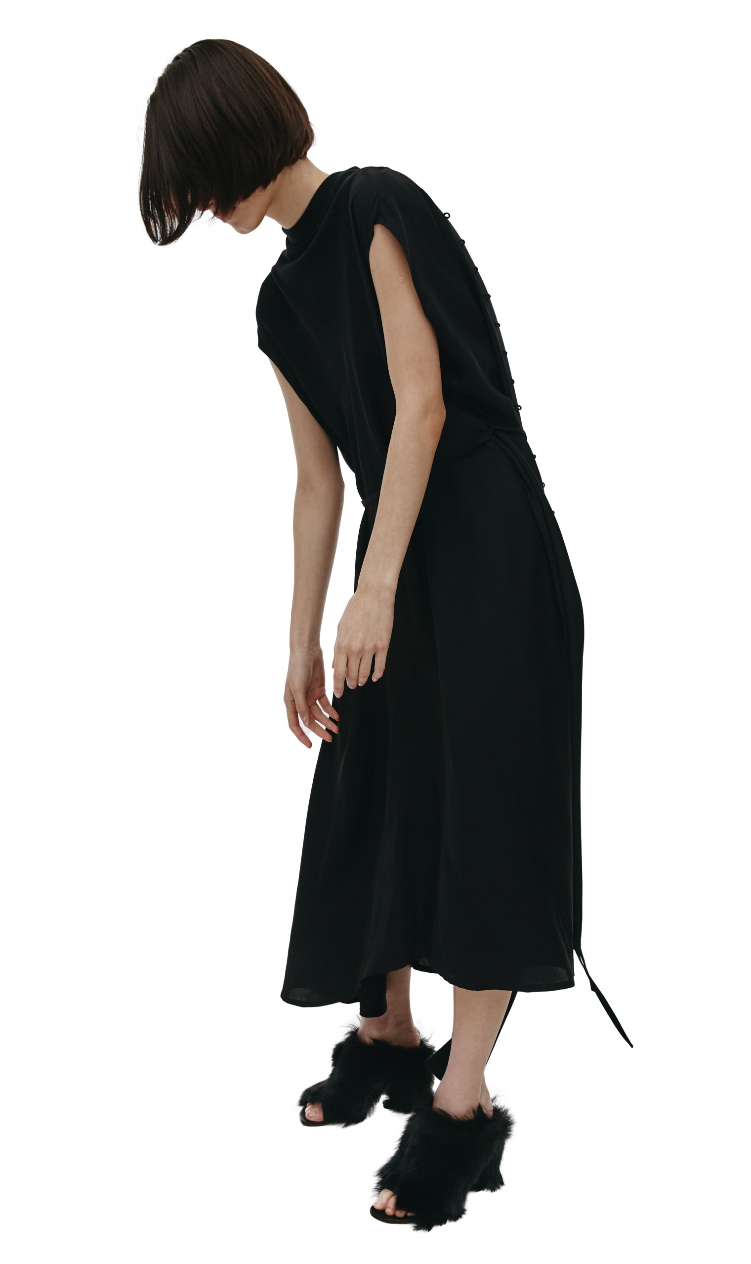 VETEMENTS Черное платье без рукавов с поясом