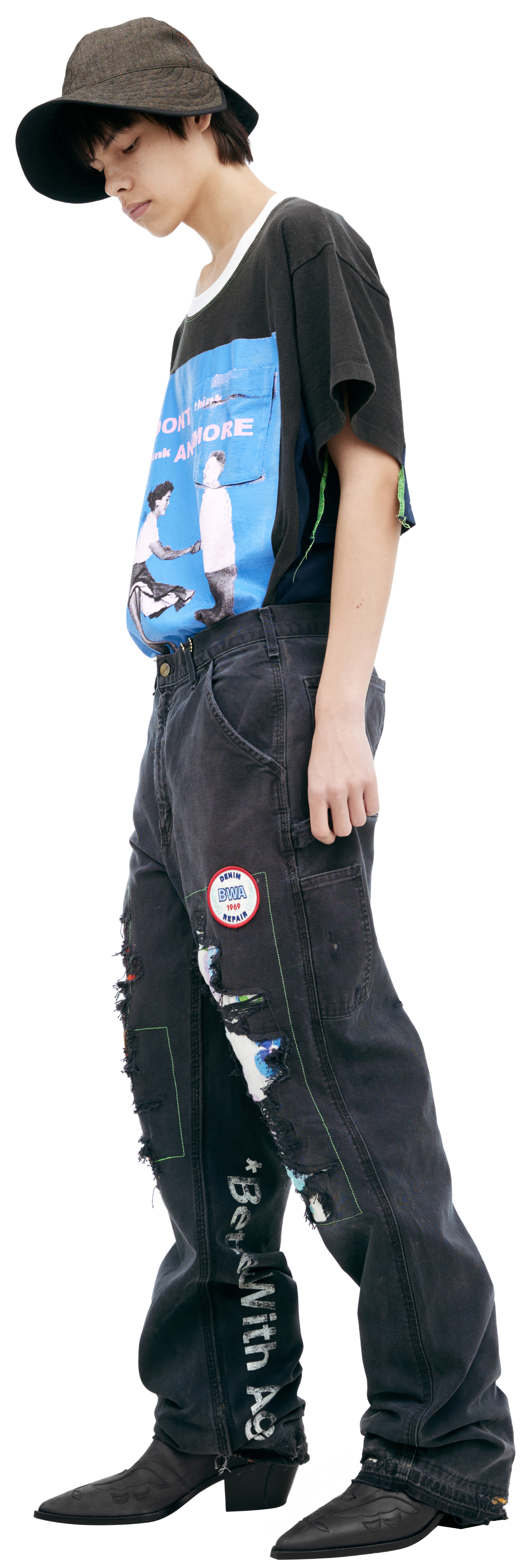 BETTER WITH AGE Black patch jeans