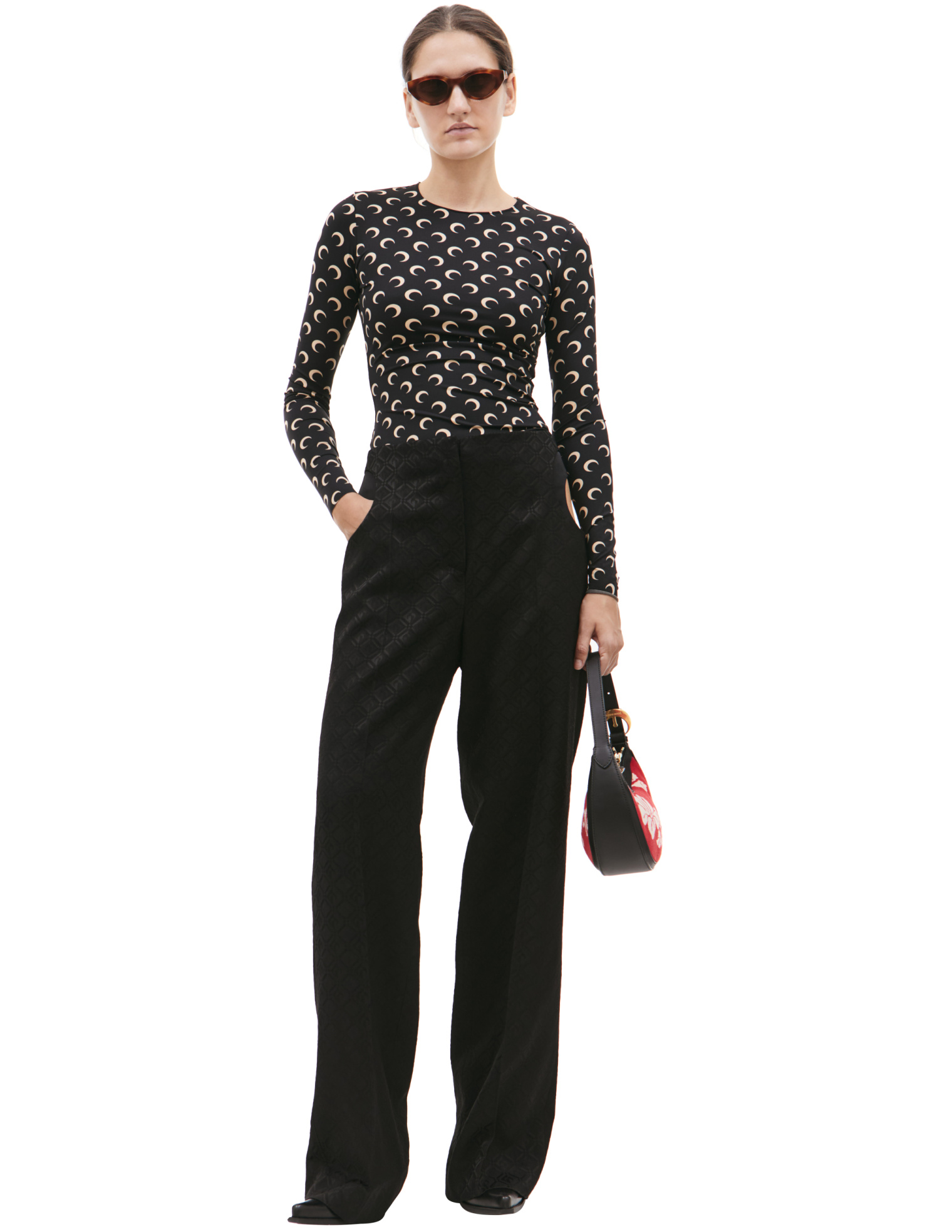 MARINE SERRE Straight-leg pants with cut-out detailing
