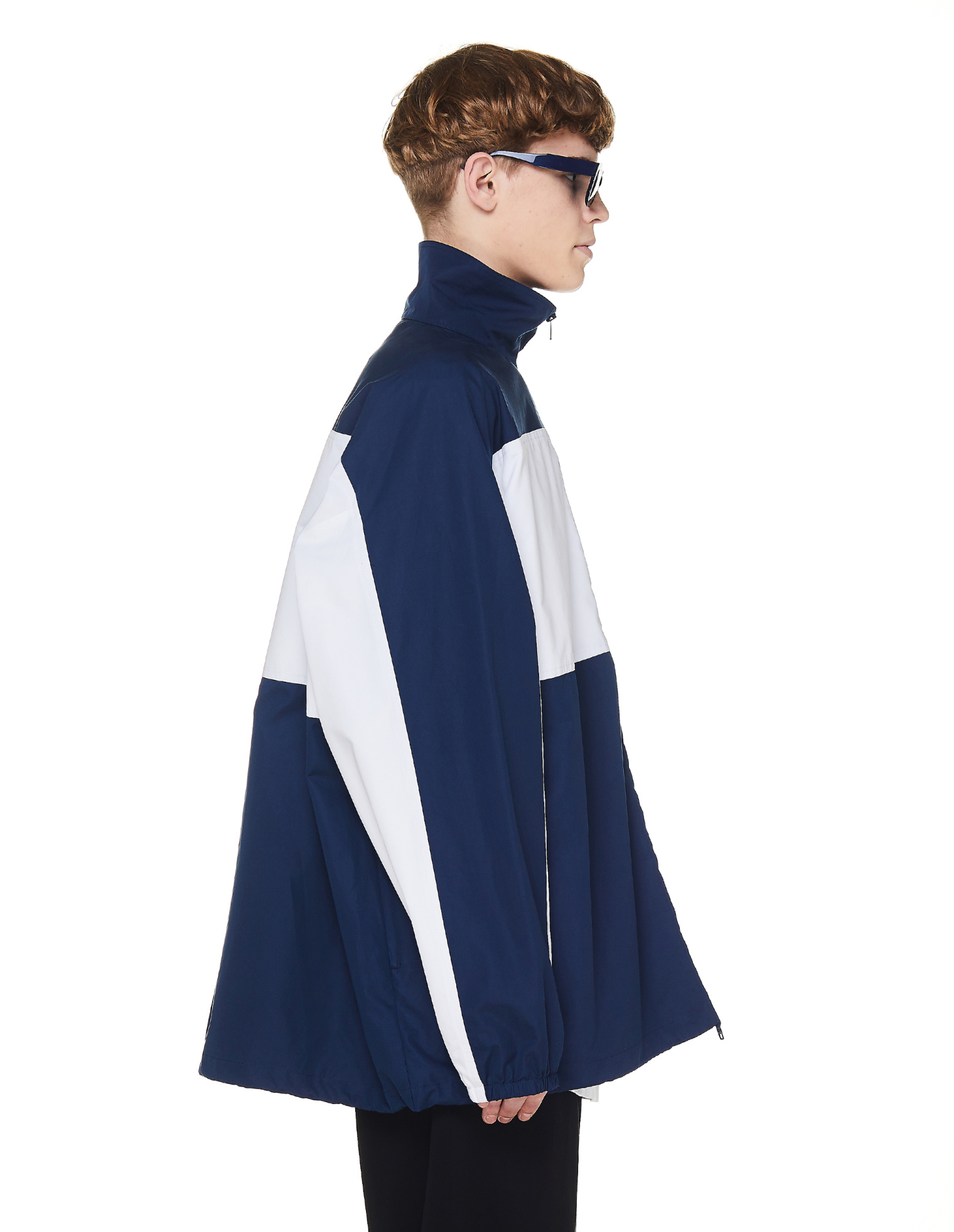 Balenciaga Blue Cotton Oversized Track Jacket