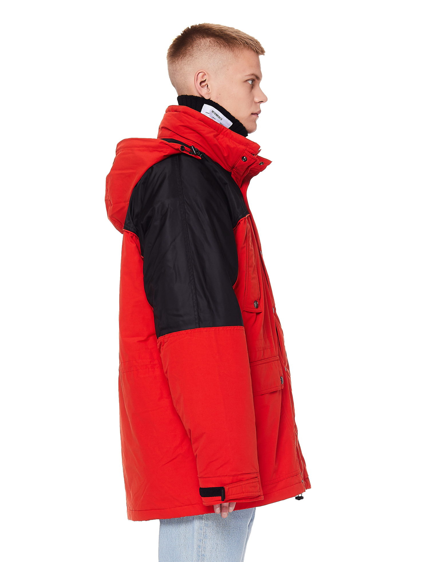 Buy VETEMENTS men red incognito hooded cotton shell parka