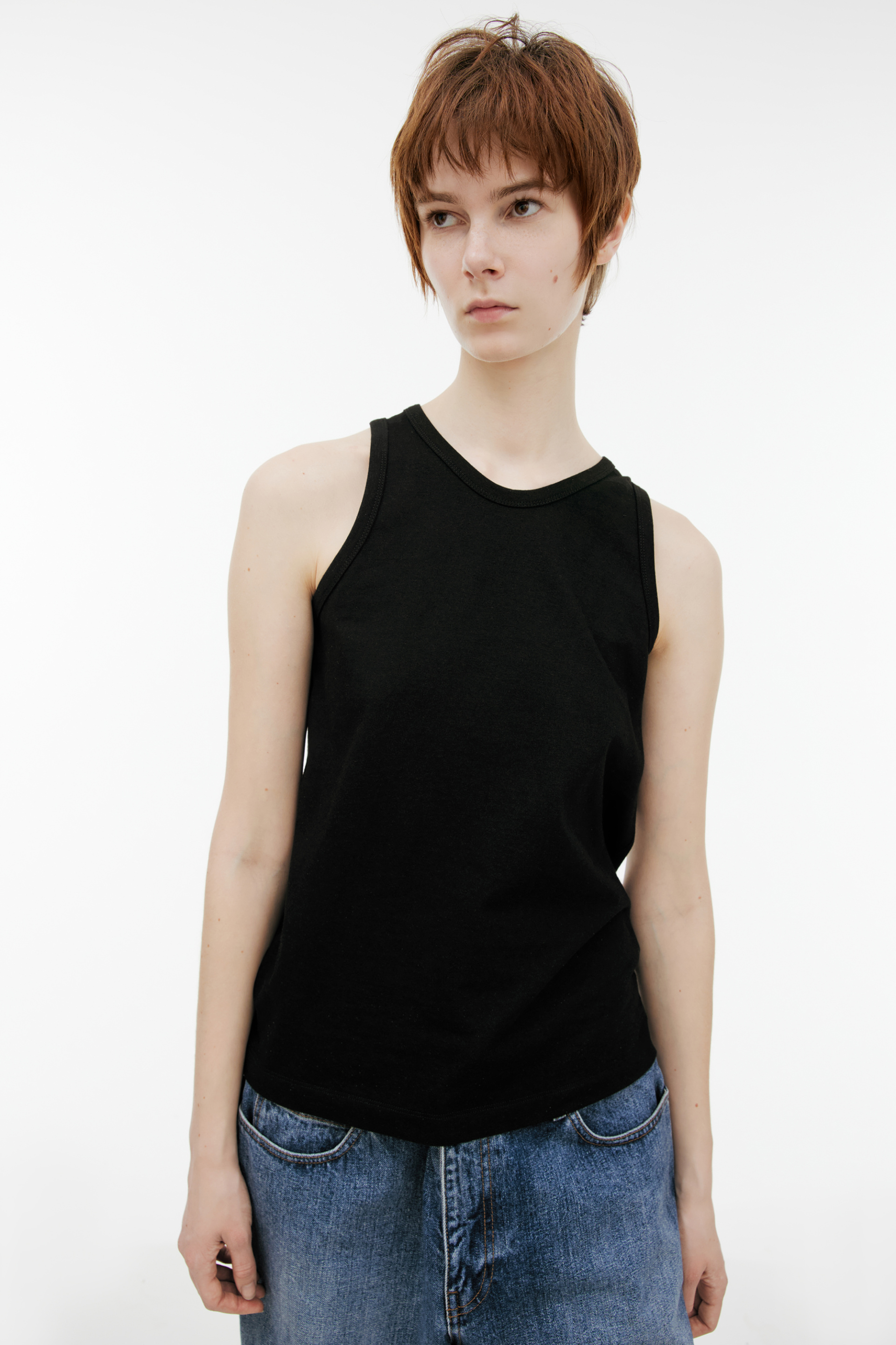 The Row Black silk top