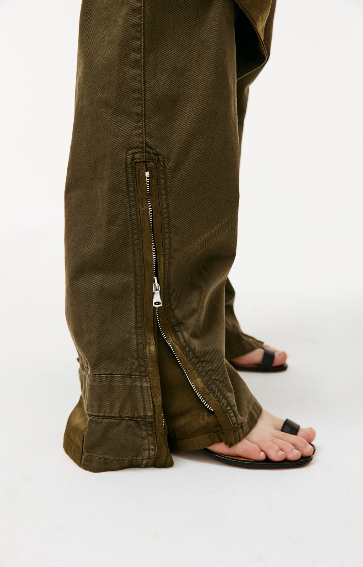 Blumarine Khaki denim cargo trousers