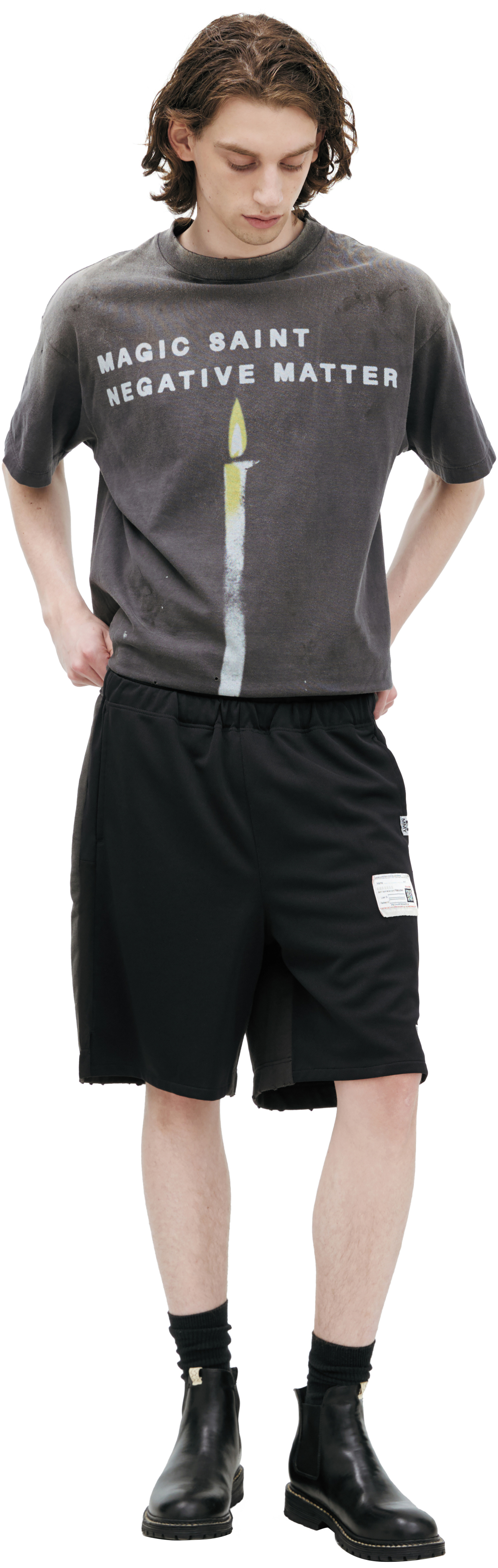 Buy Maison Mihara Yasuhiro men black cotton mix shorts for $500