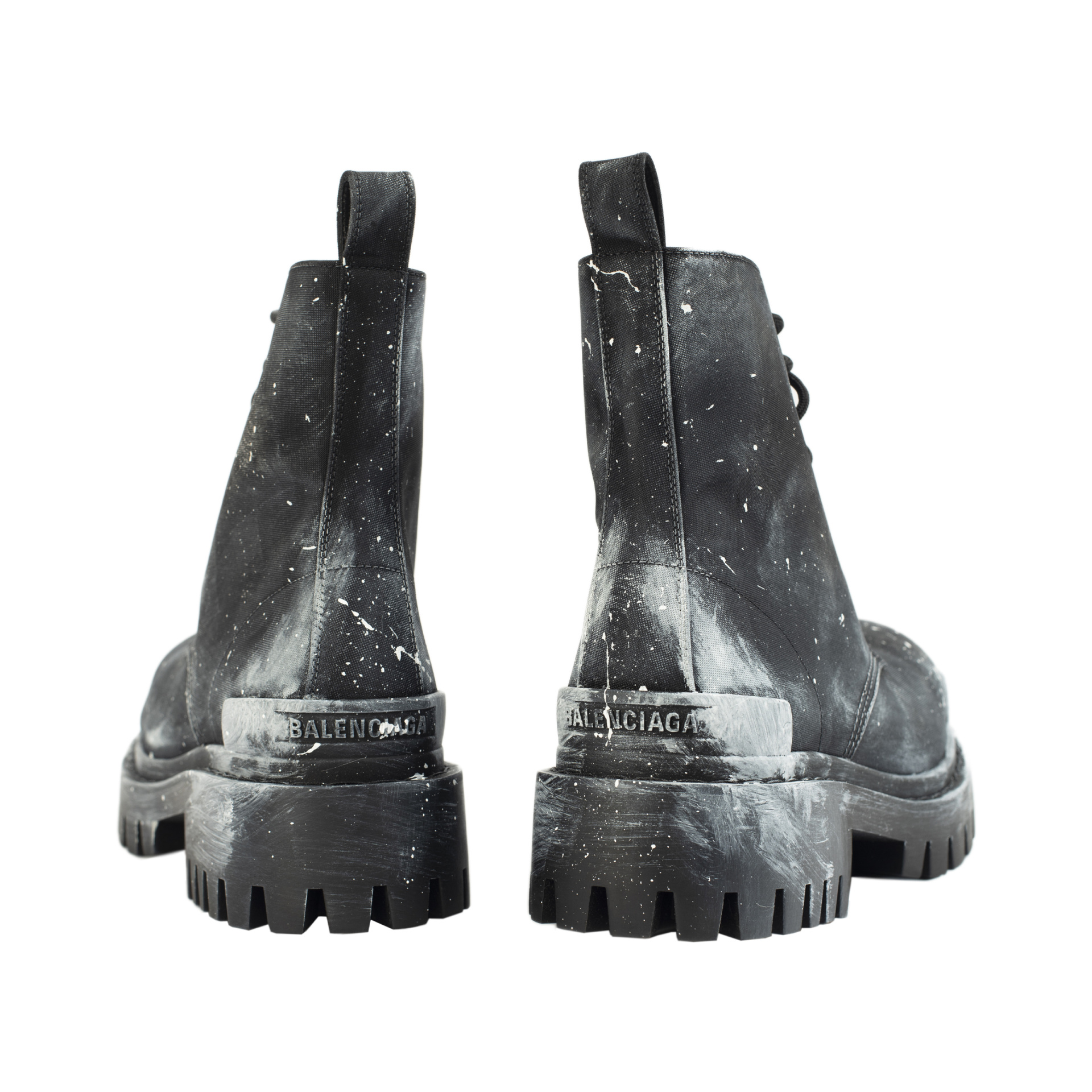 Balenciaga Black Strike Boots with painted effect