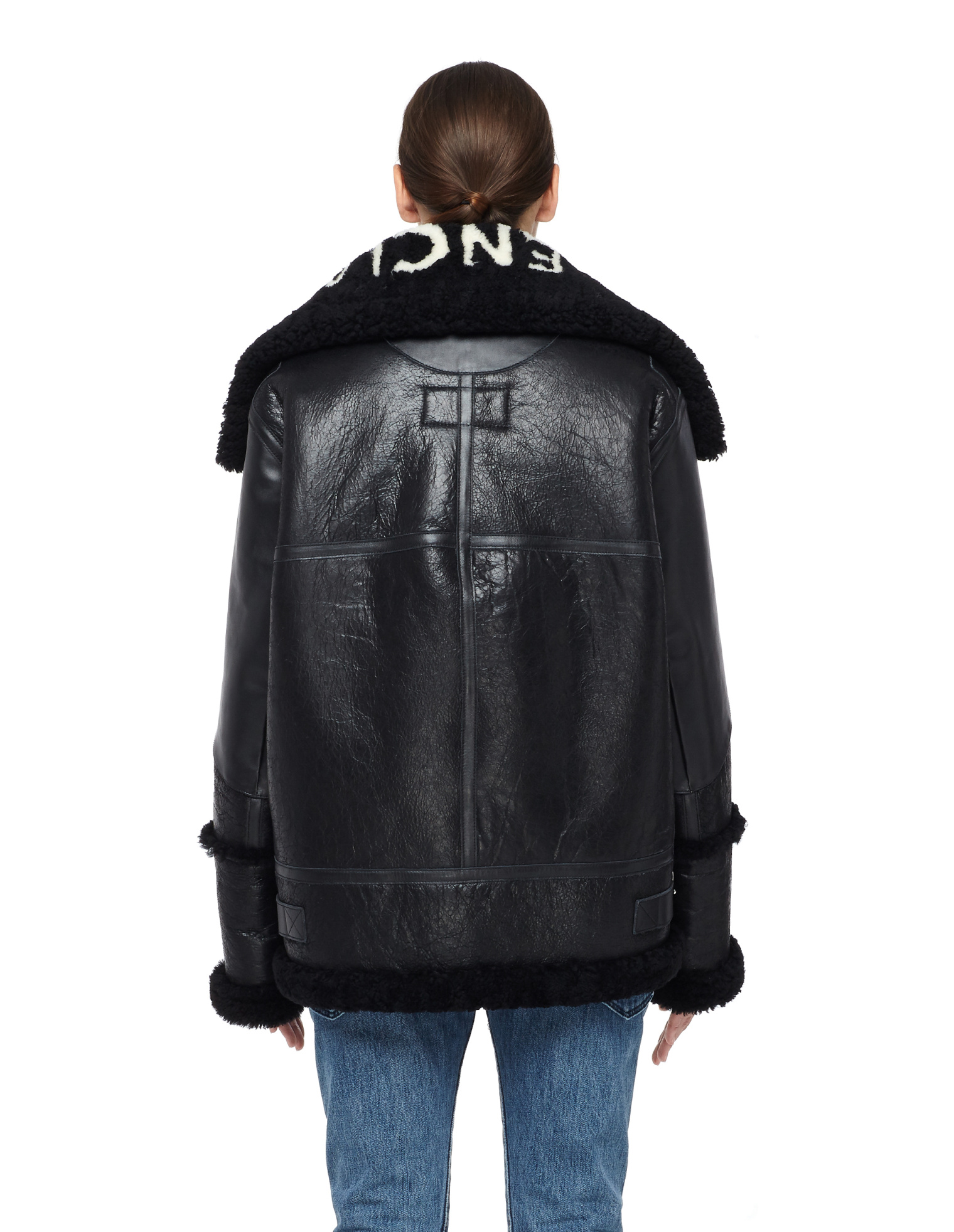 Balenciaga Le Bombardier Logo Shearling Jacket