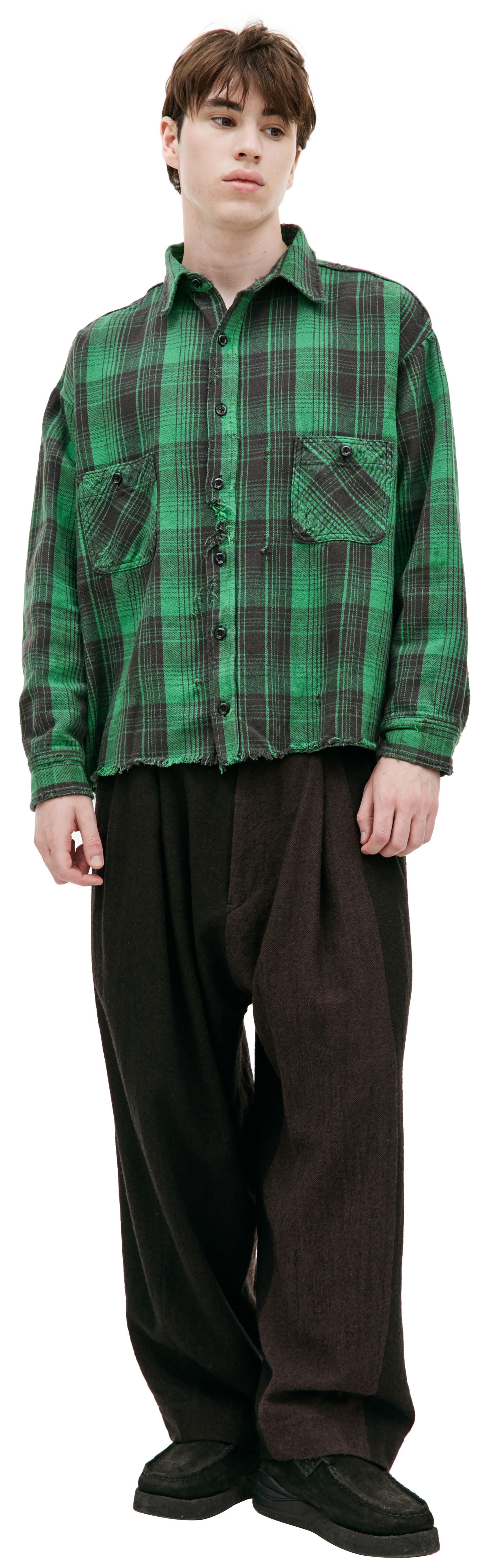 Saint Mxxxxxx Ripped plaid shirt