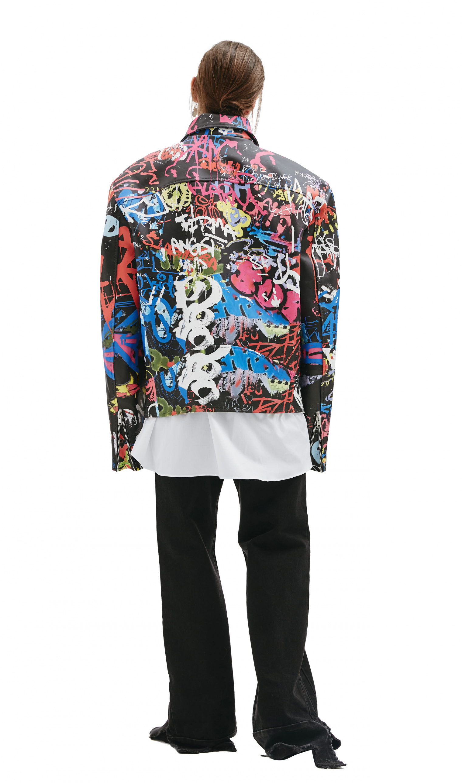 VETEMENTS Graffiti printed leather jacket