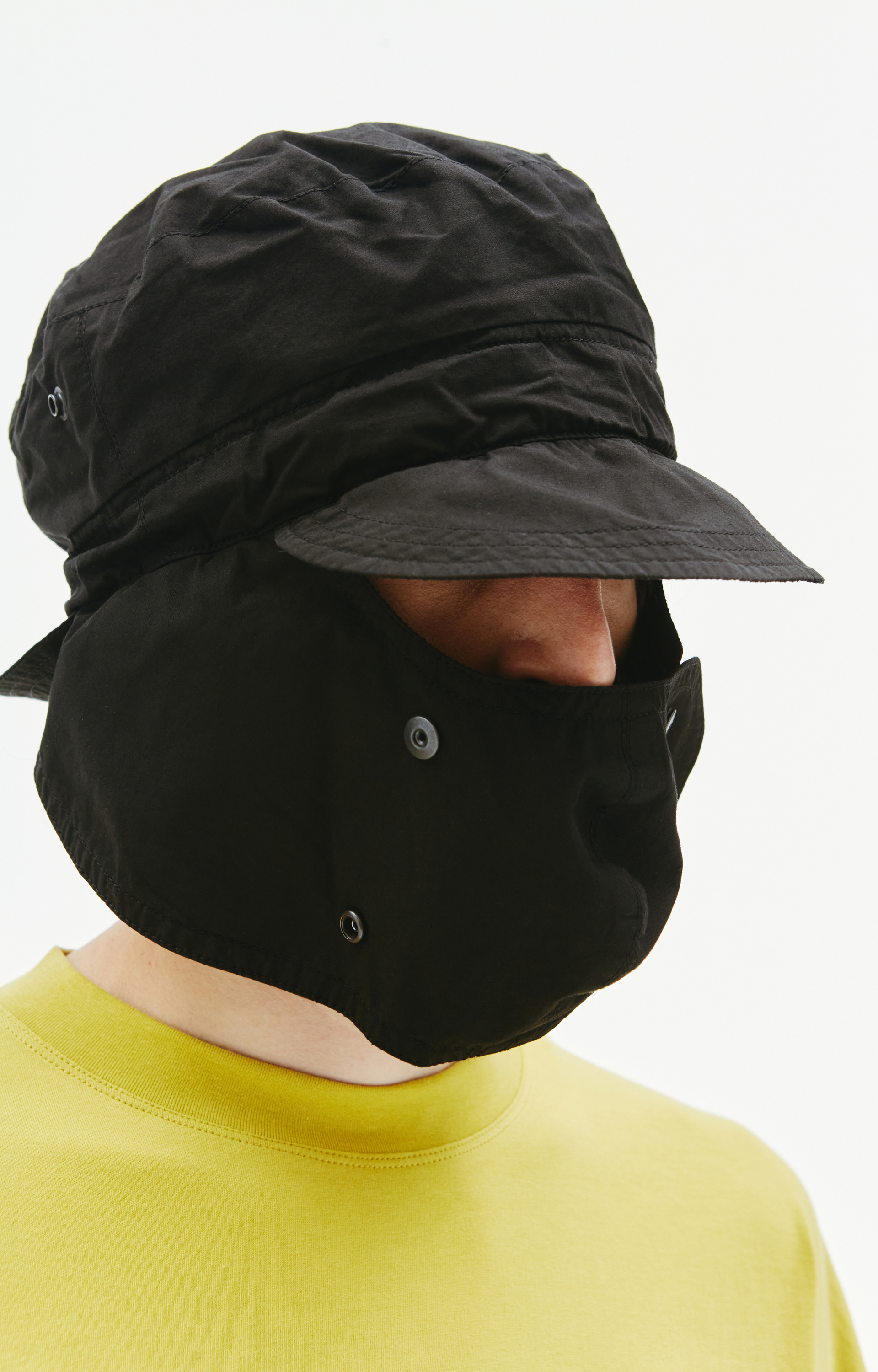 The Viridi-Anne Black Cotton mask cap