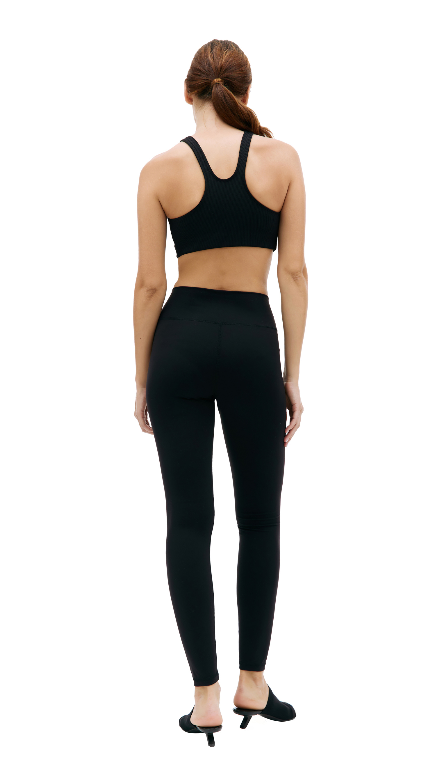 SPORTY & RICH Black Ribbed Sport Bra