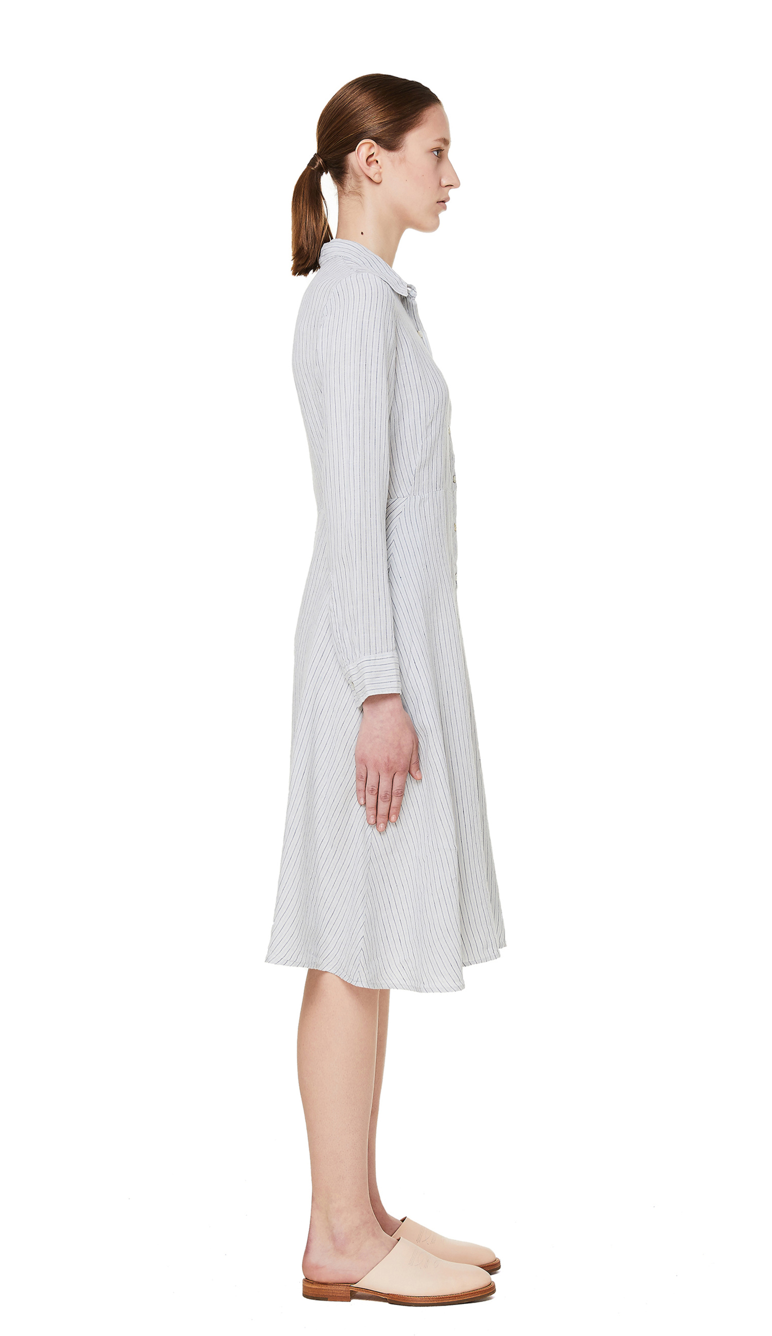 120% Lino Grey Striped Linen Dress