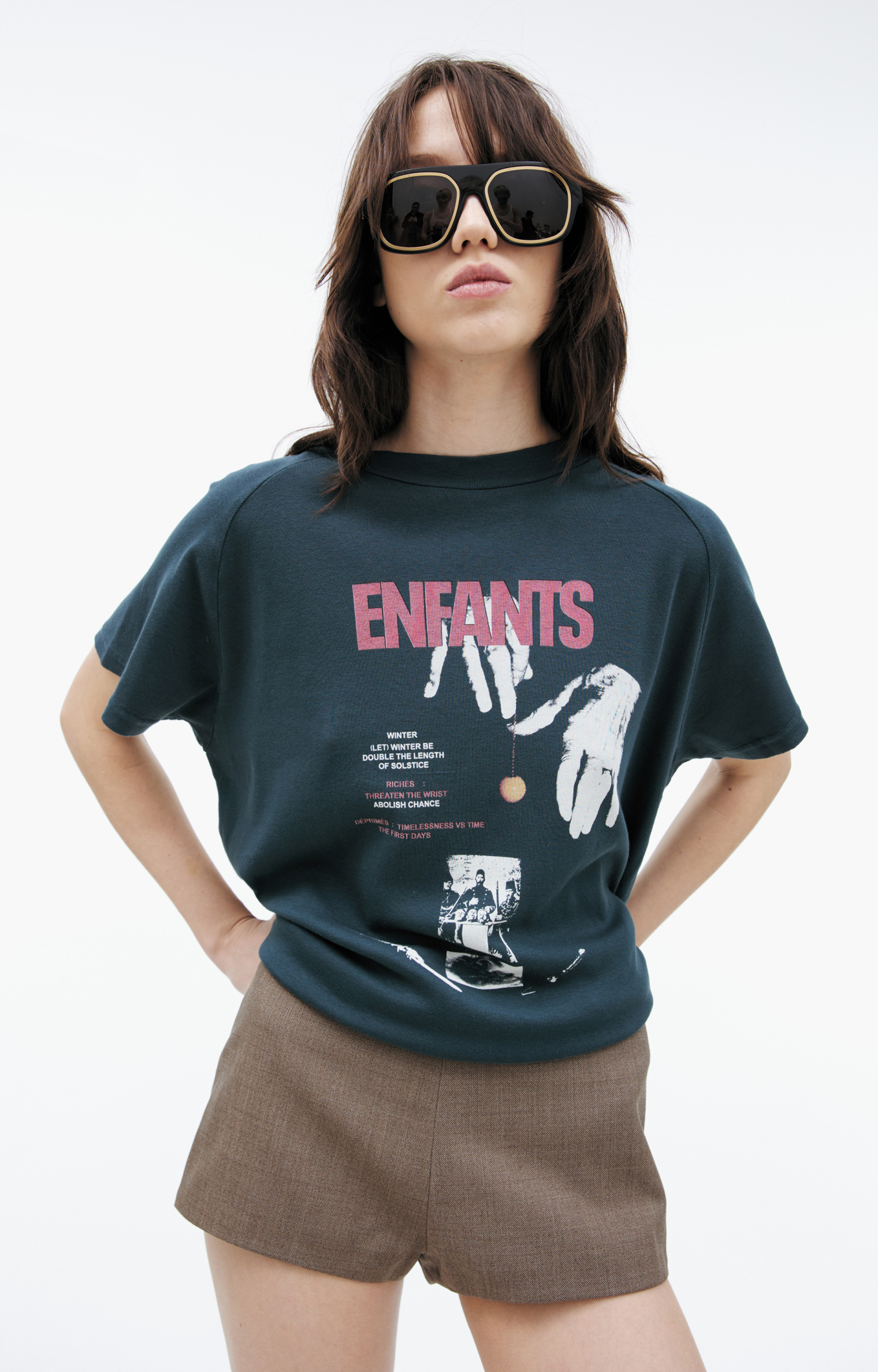 Buy Enfants Riches Déprimés women green t-shirt with a print for