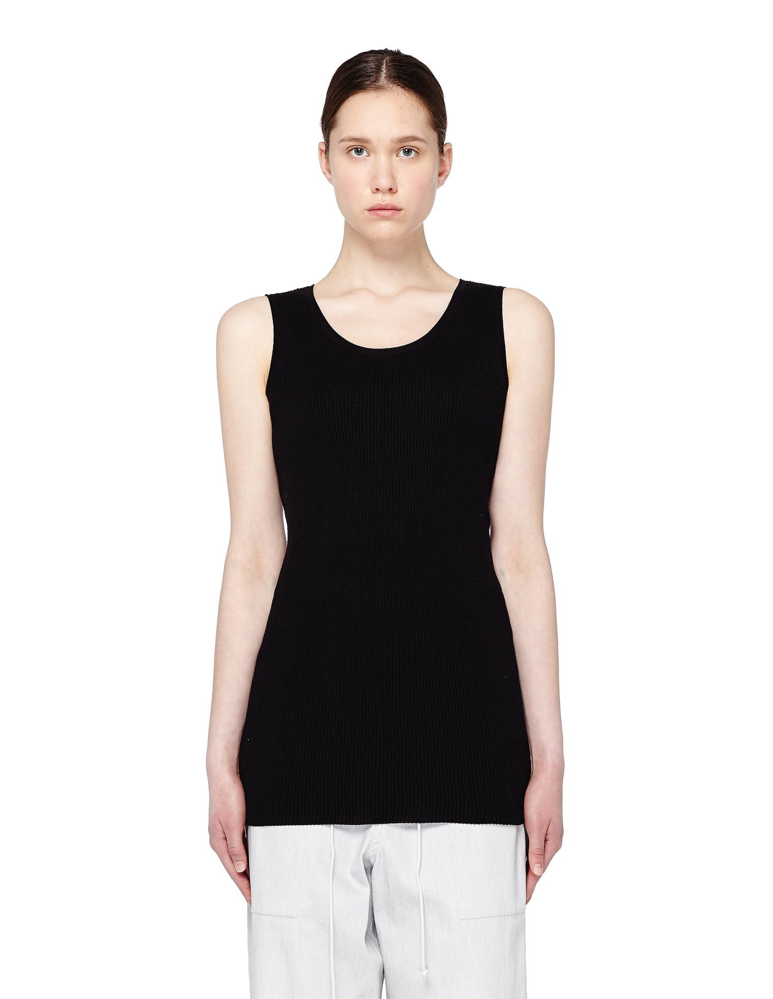 Ann Demeulemeester Черная майка в рубчик