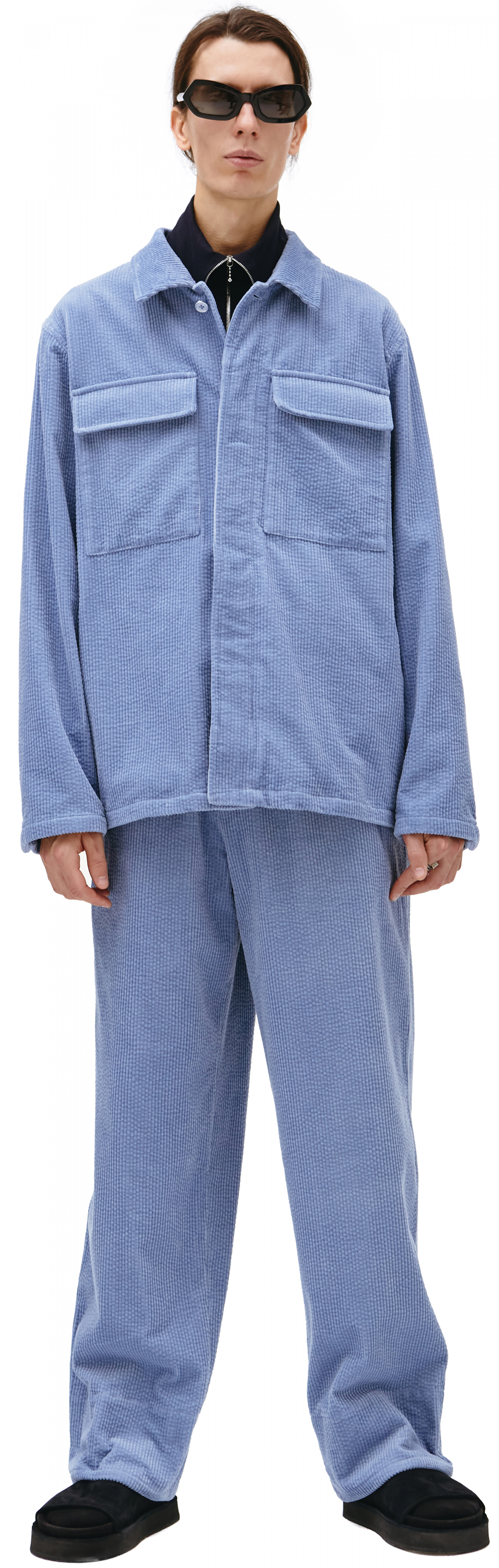 Jil Sander Вельветовая рубашка с накладными карманами