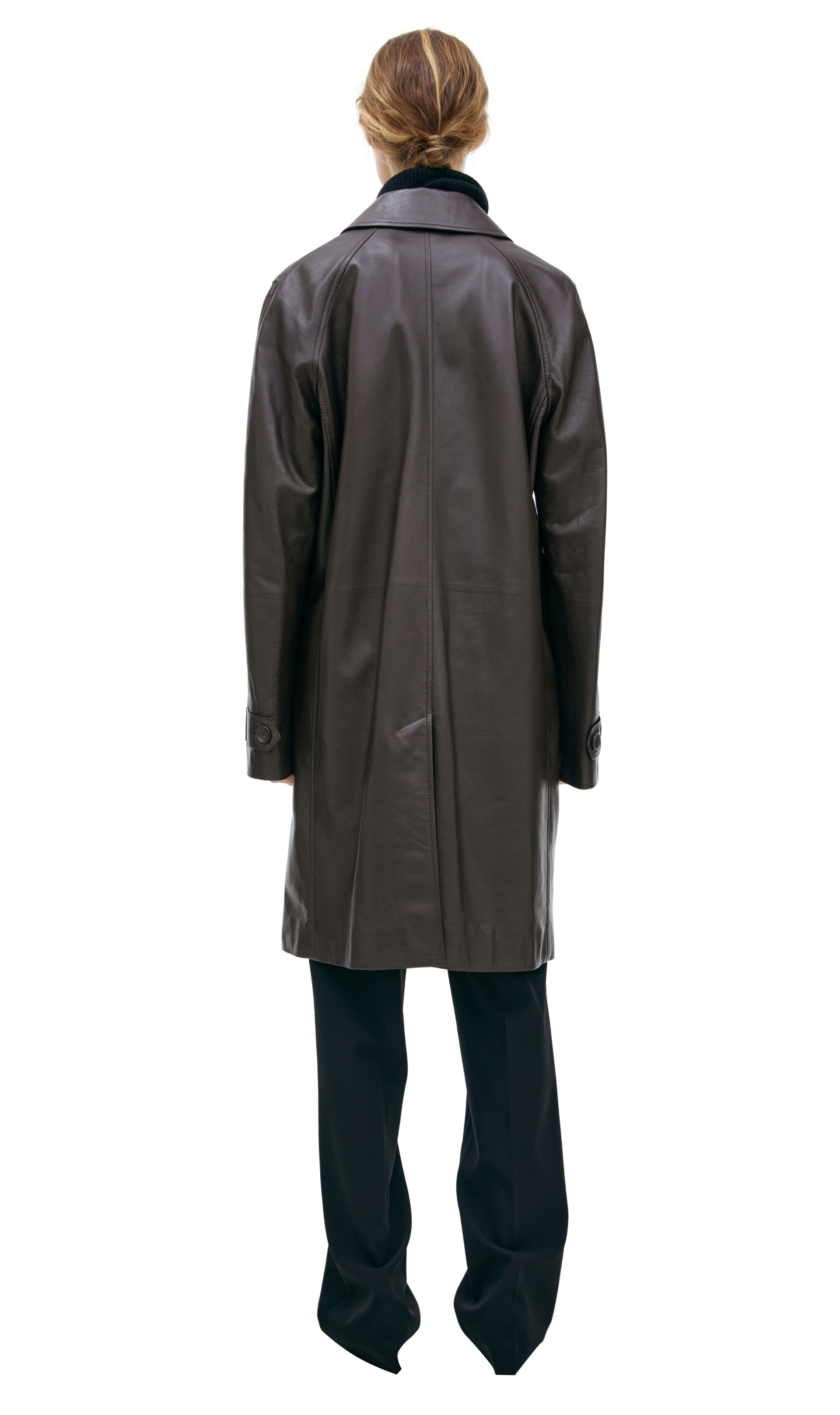 The Row Brown leather coat