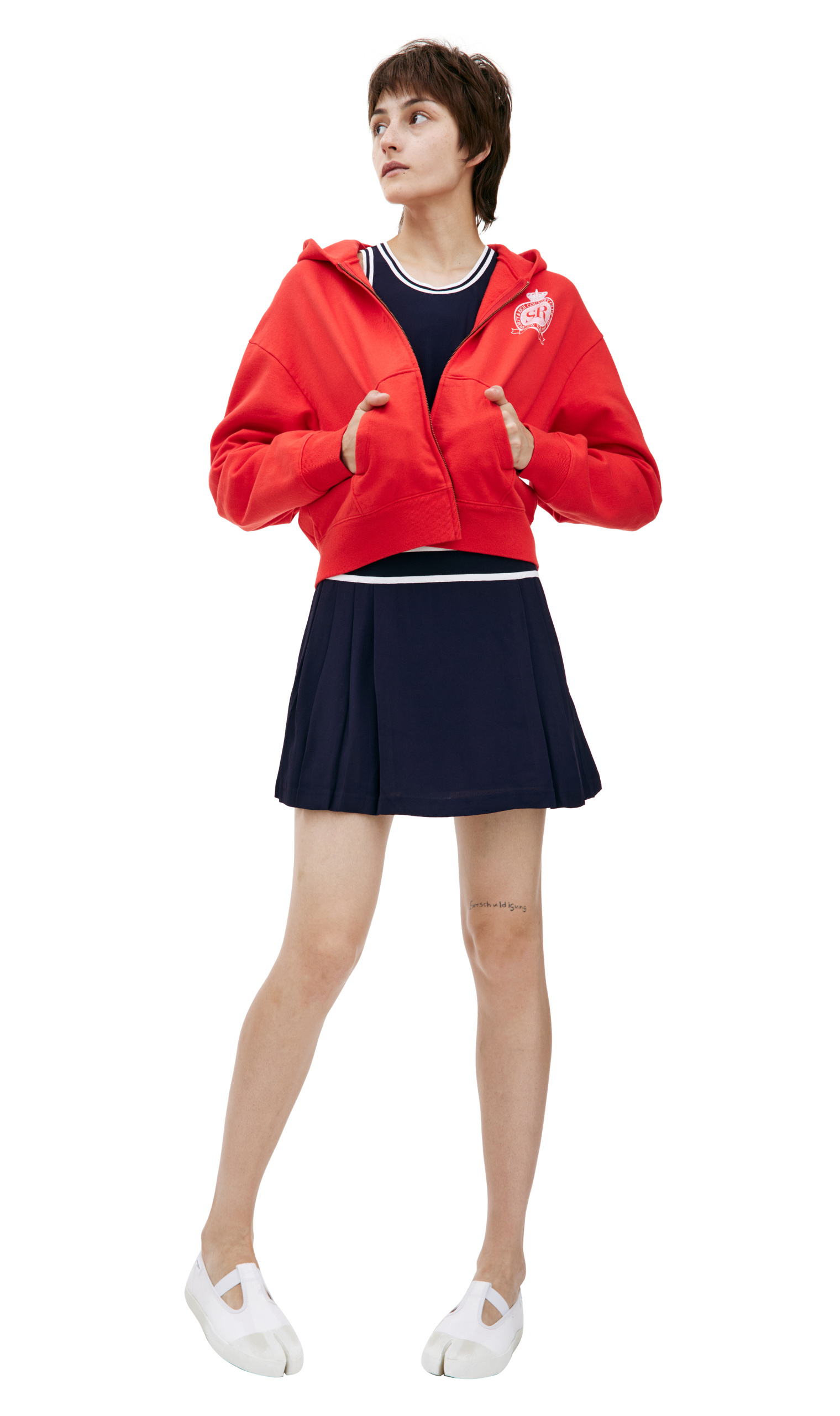 SPORTY & RICH Shortened hoodie with zipper