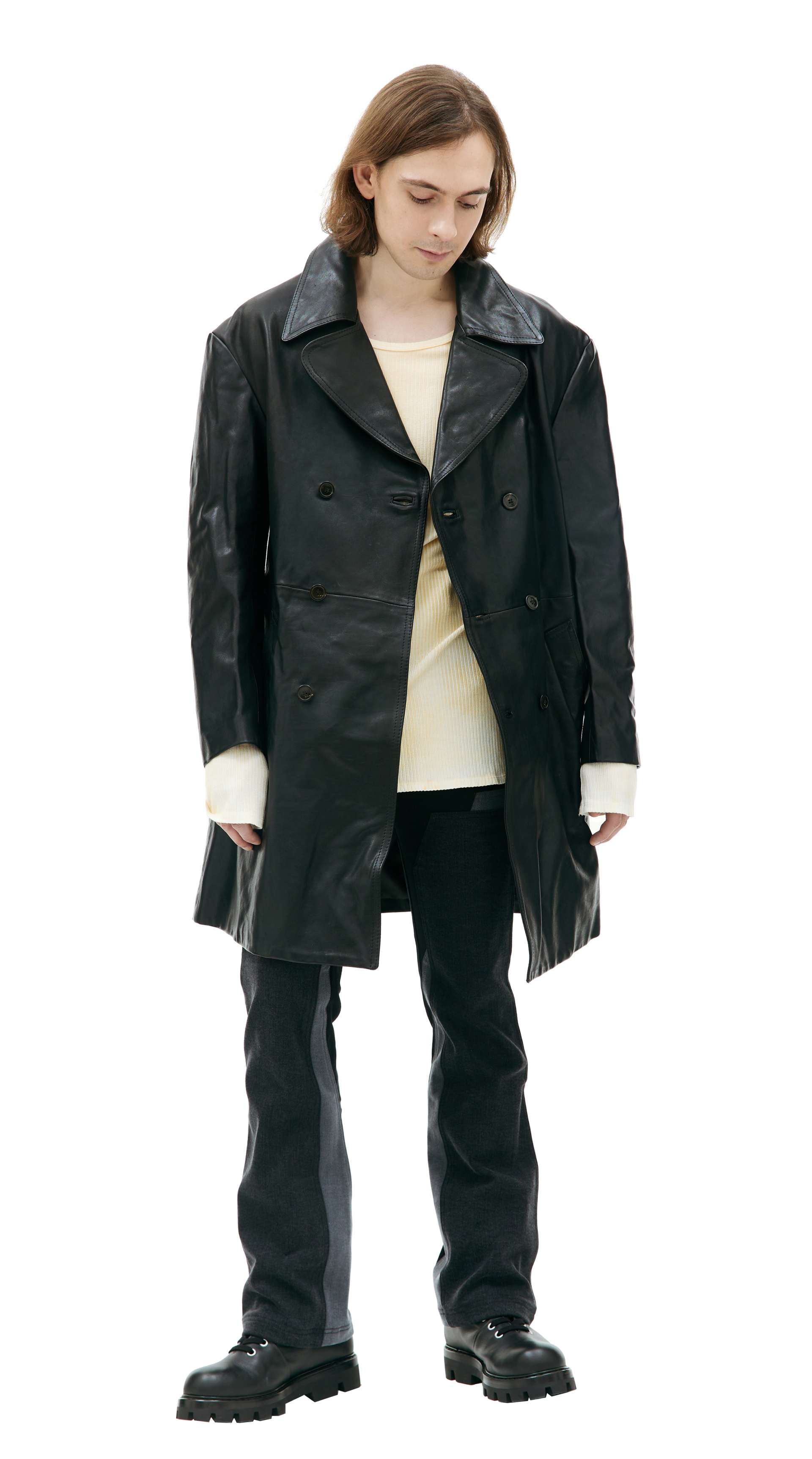 Enfants Riches Déprimés Black leather coat