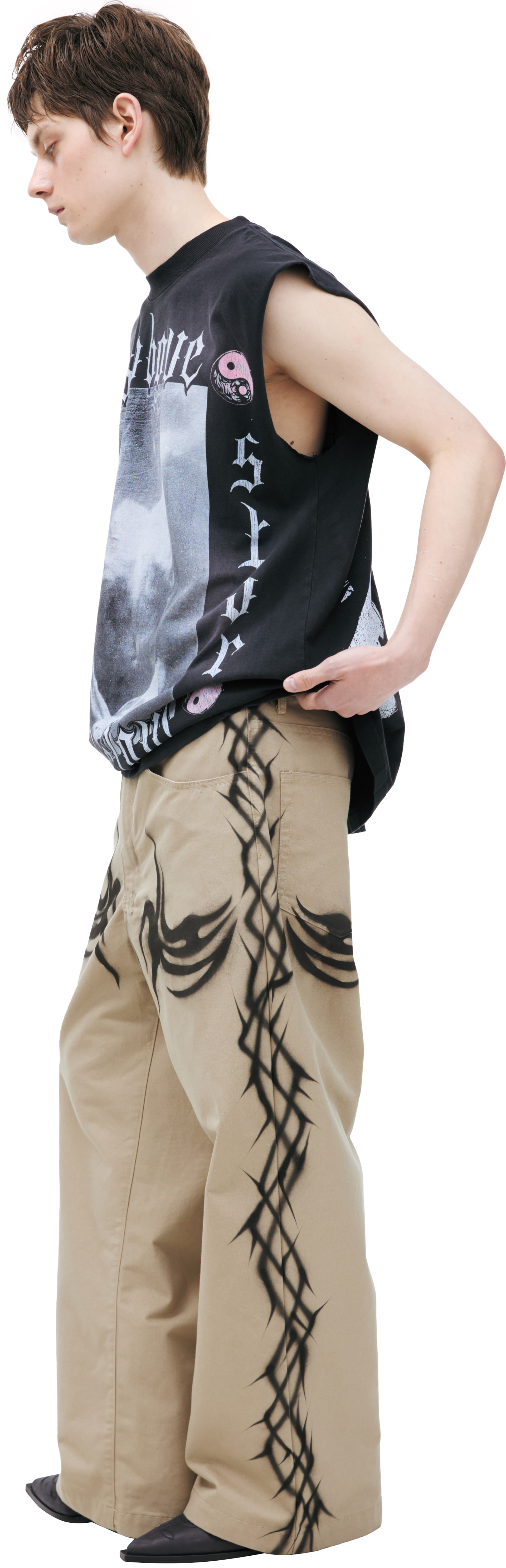 Hellstar Beige printed trousers