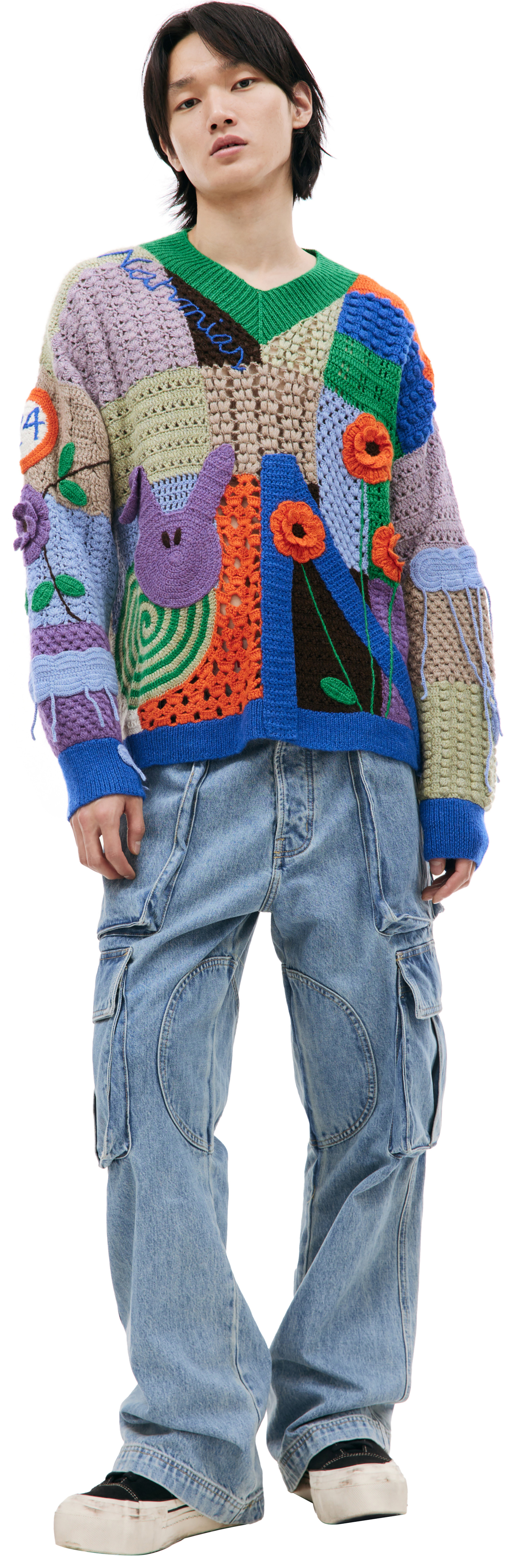 Nahmias Crochet V-Neck sweater