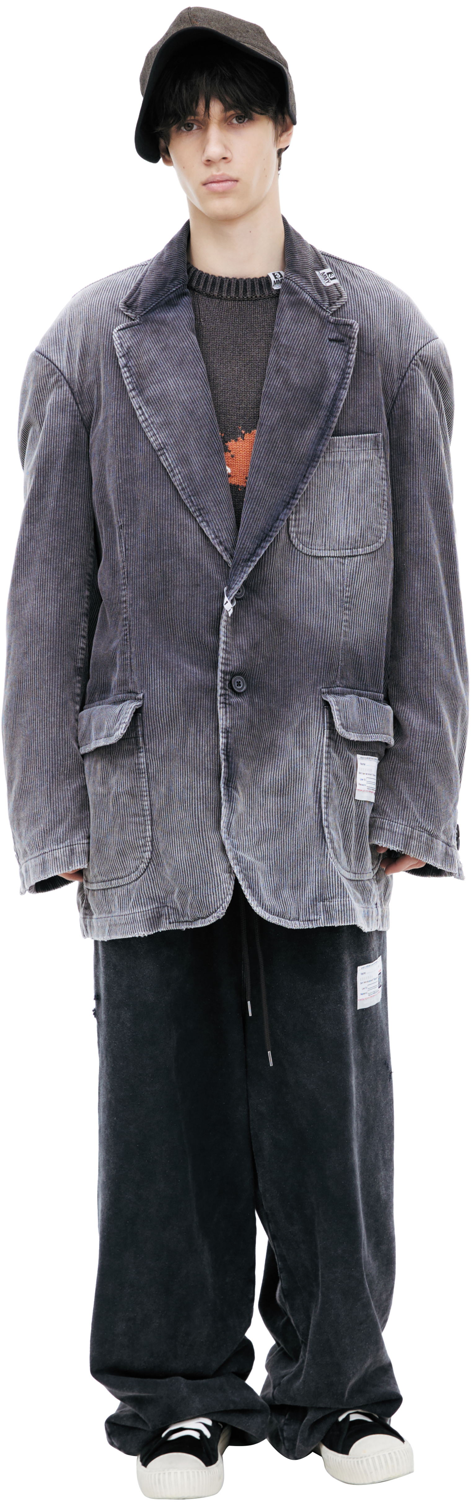 Buy Maison Mihara Yasuhiro men grey single-breasted corduroy