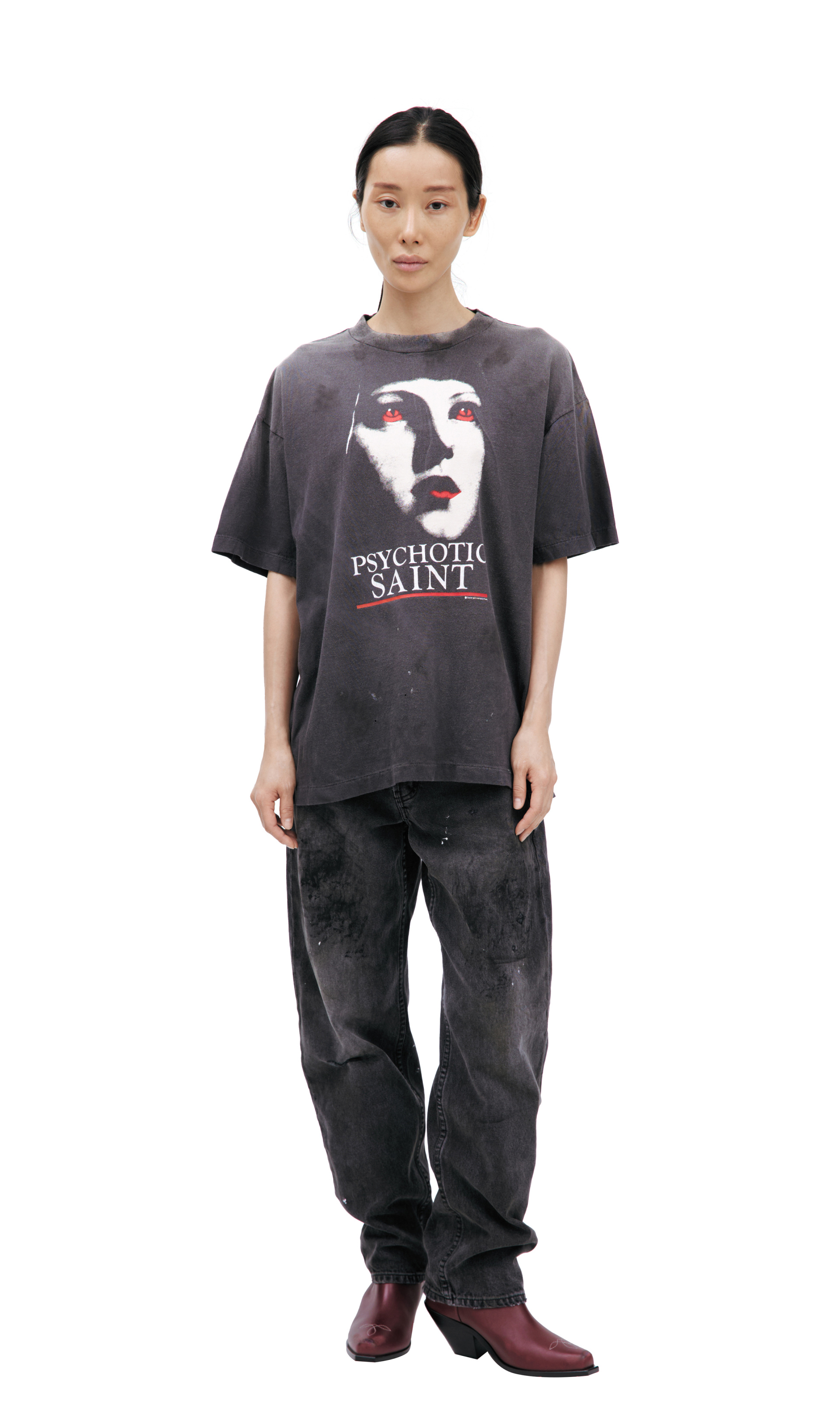 Buy Saint Mxxxxxx men black 'neon genesis' printed t-shirt