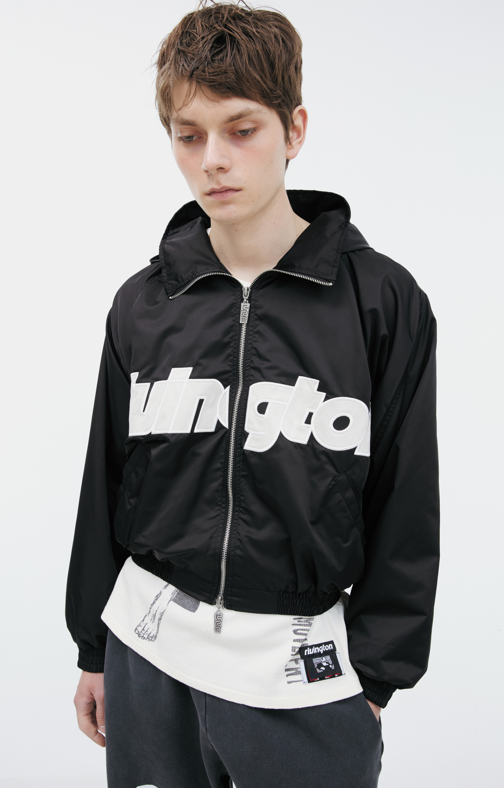 RRR123 Black hooded jacket