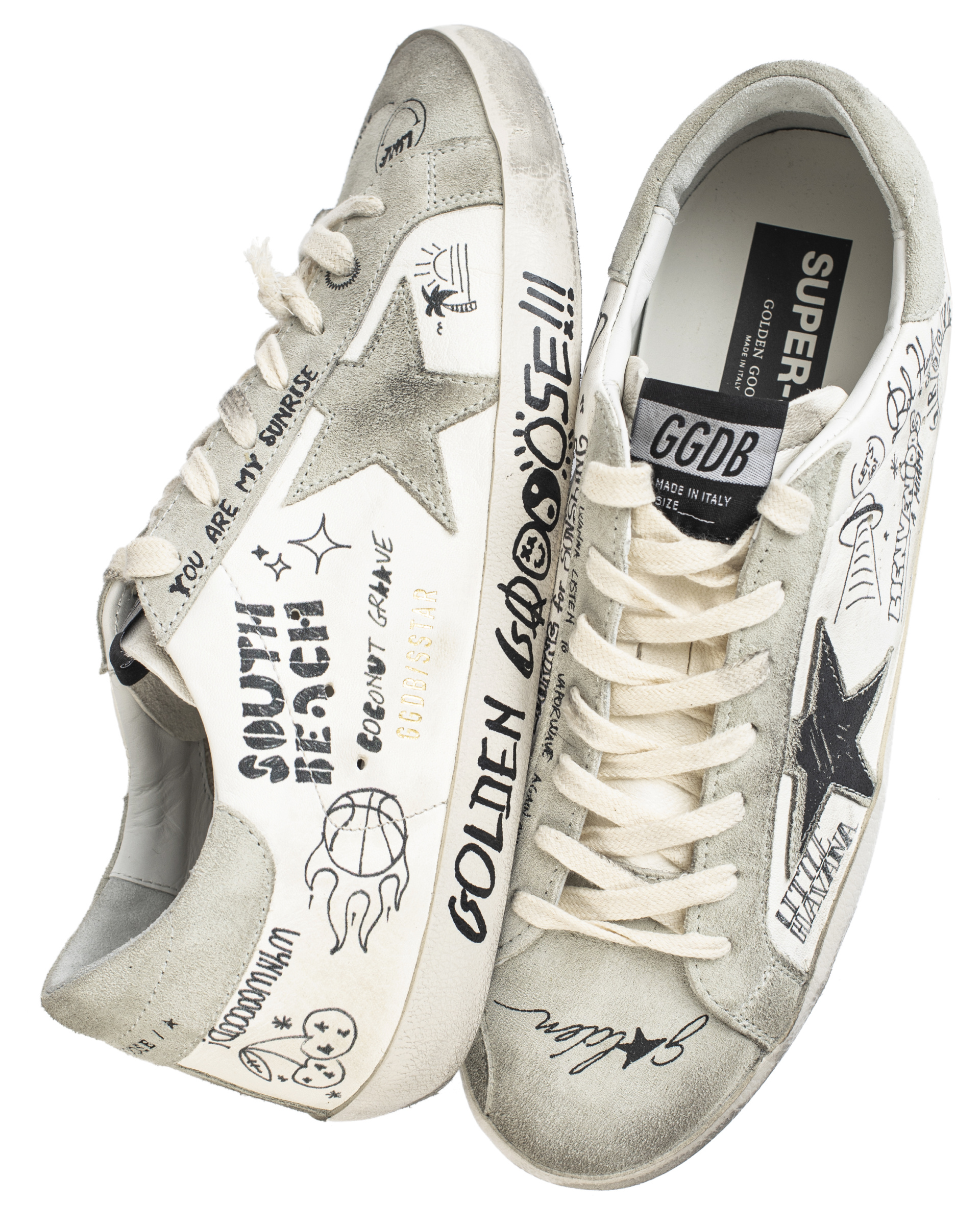 Golden Goose Superstar sneakers with all-over black lettering
