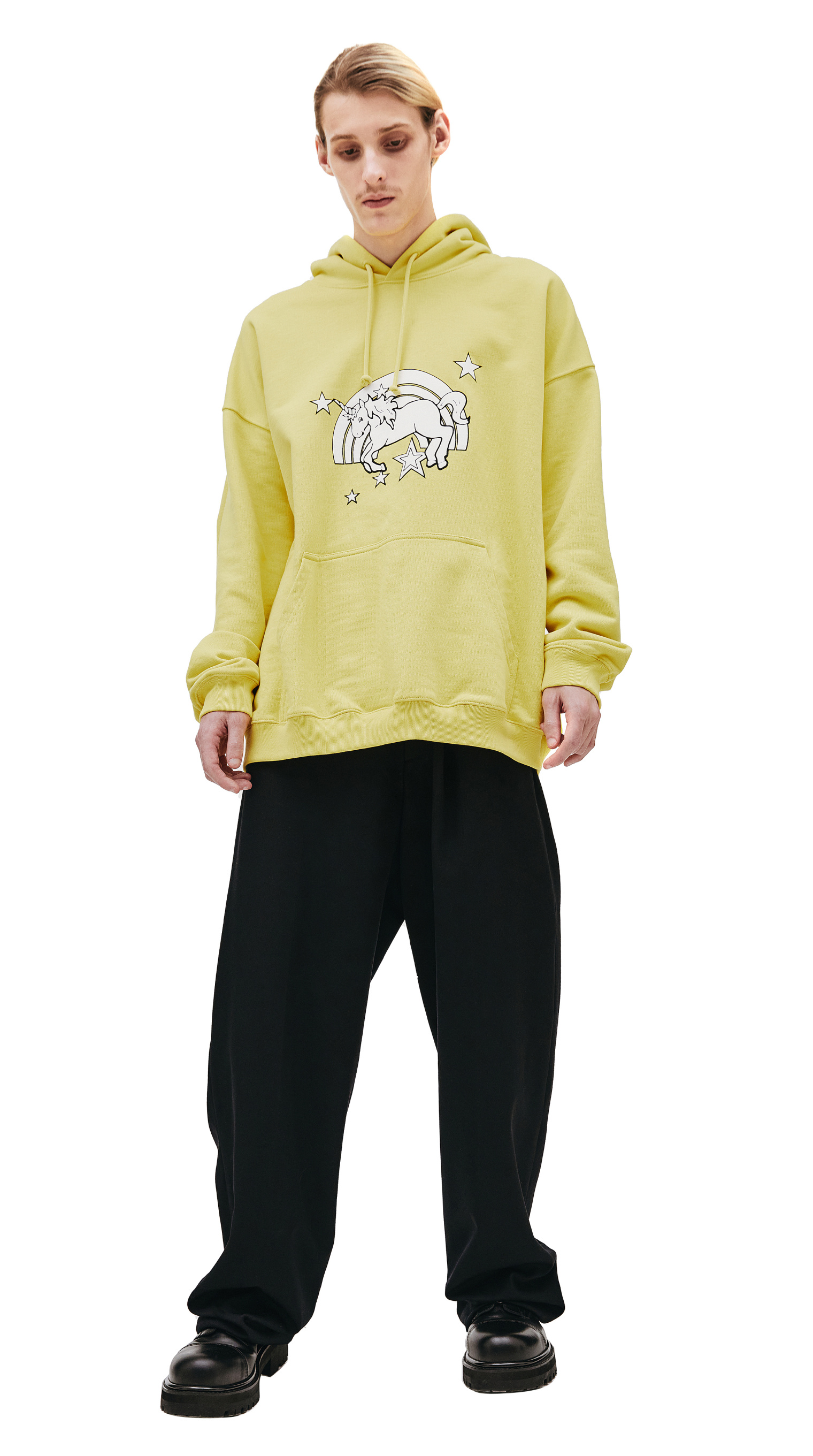 VETEMENTS Yellow Cotton Oversize Unicorn Hoodie