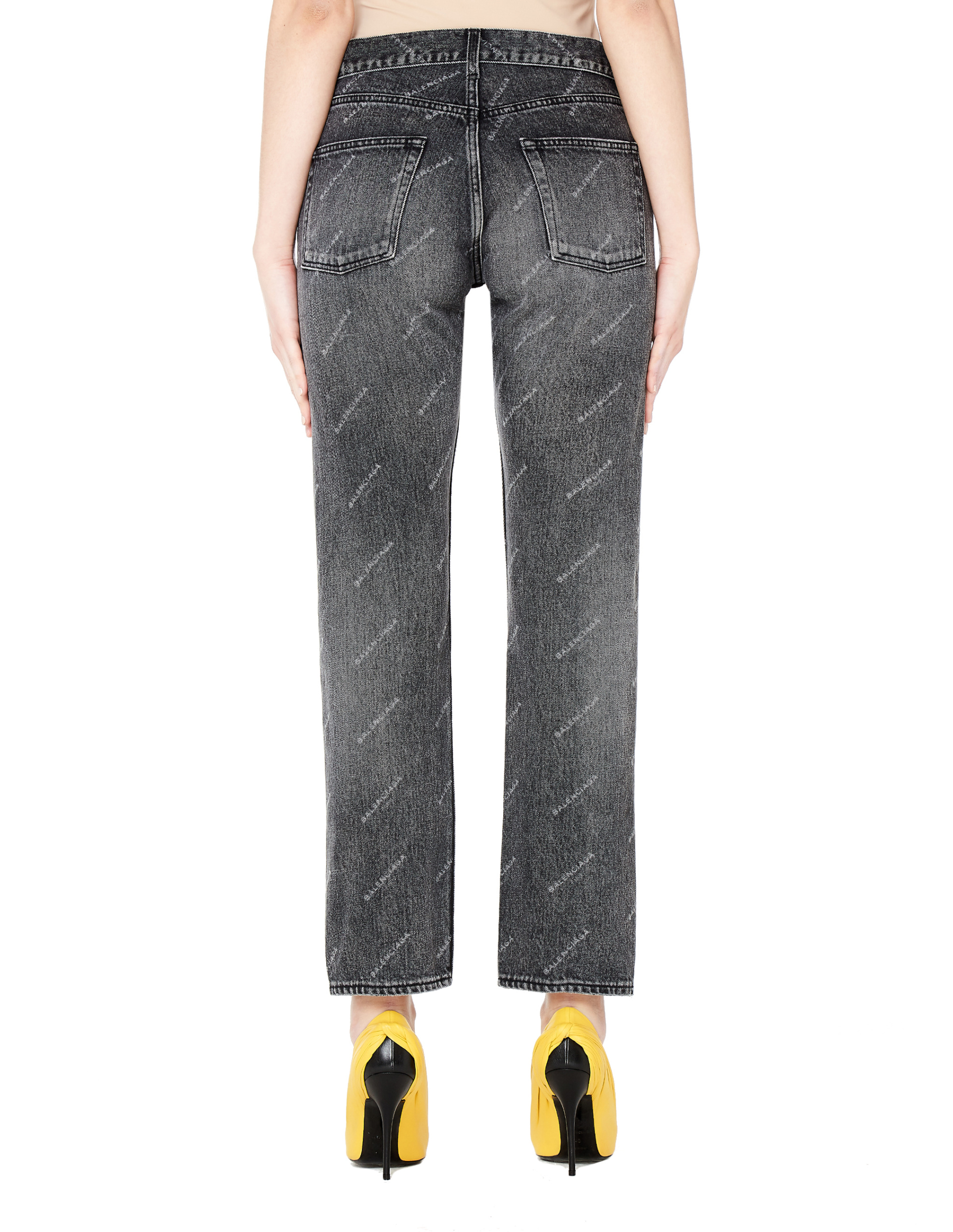 Balenciaga Logo Printed Grey Denim Jeans