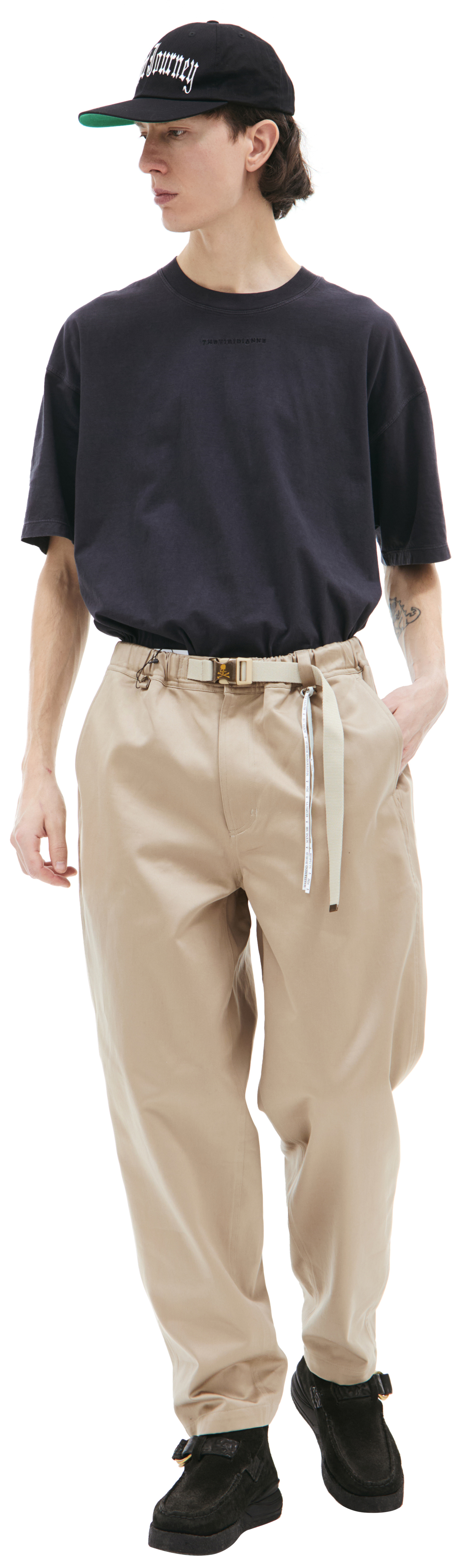 Mastermind WORLD Beige trousers with belt