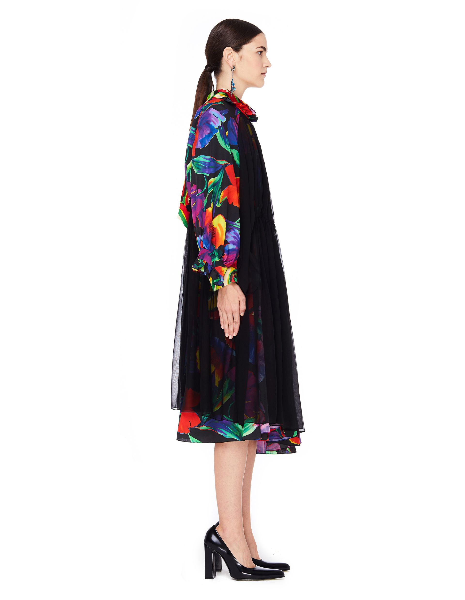 Balenciaga Flower Printed Layered Silk Dress