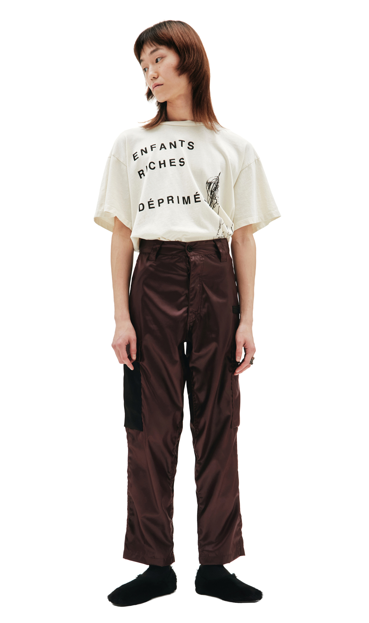 Enfants Riches Deprimes Nylon Burgundy Cargo Trousers
