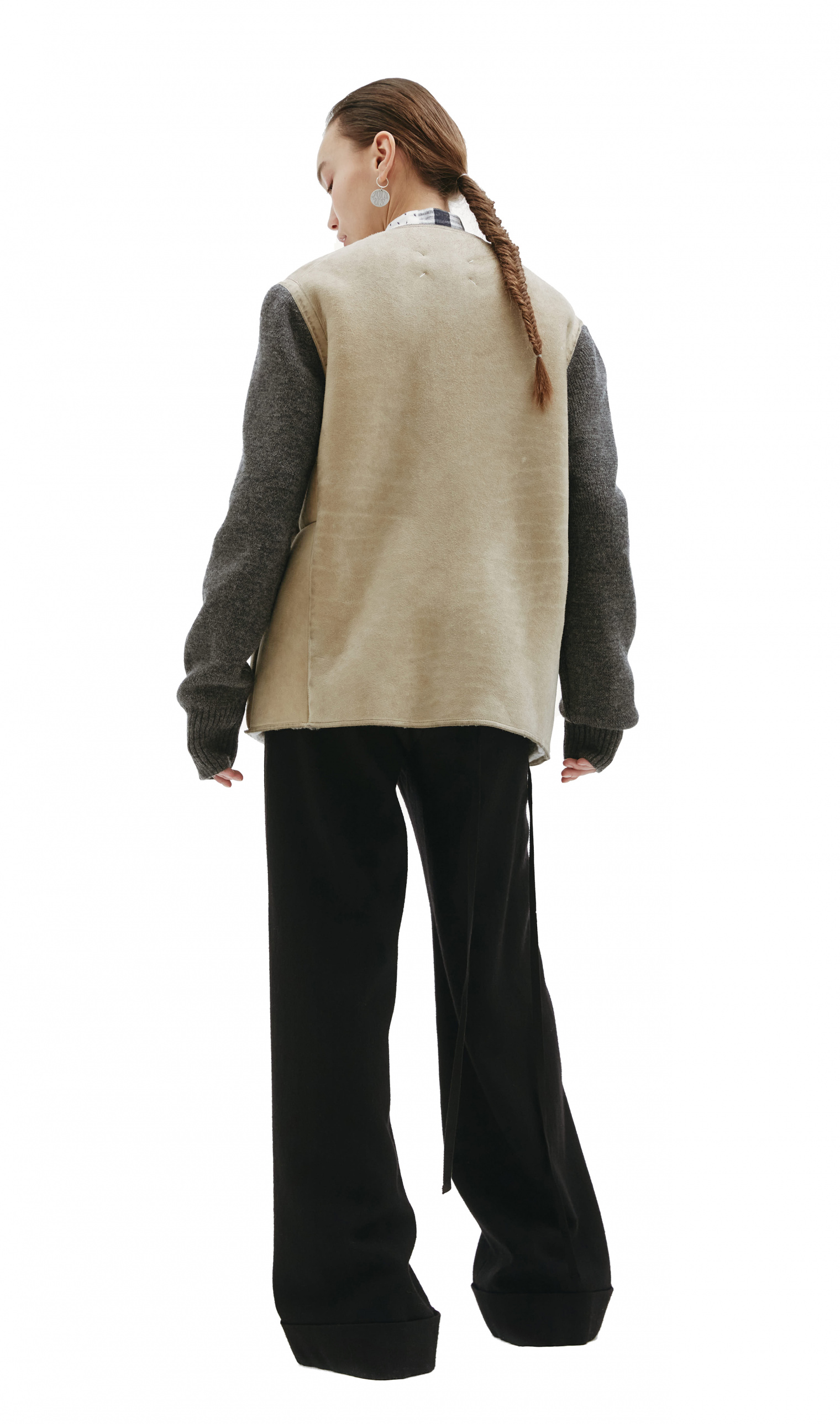 Maison Margiela Shearling jacket with knitted sleeves