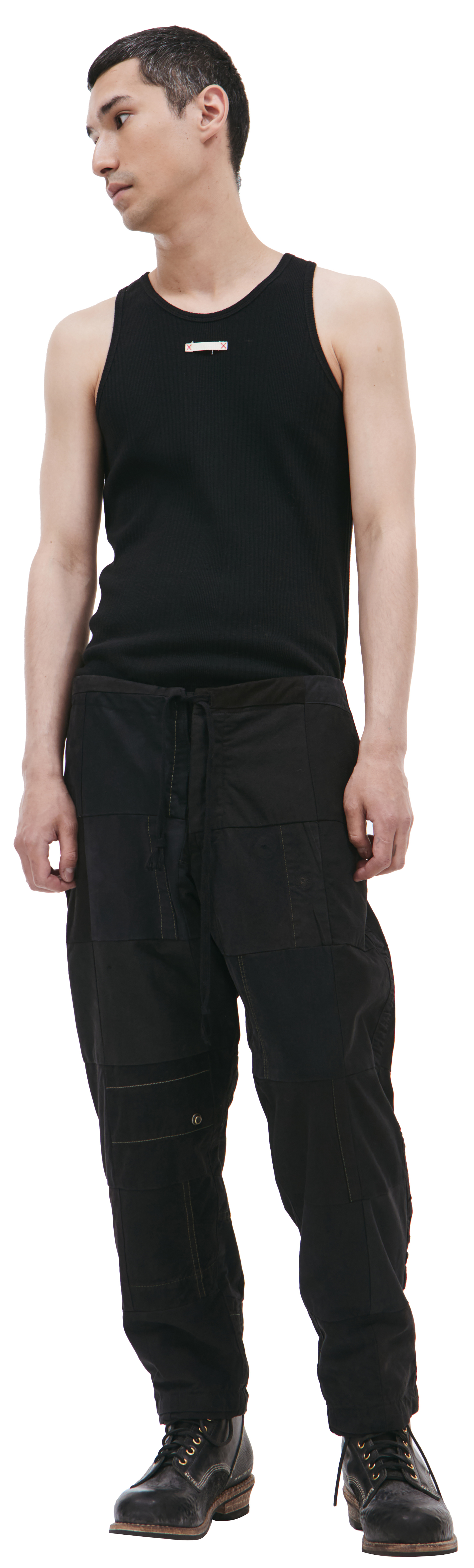 Greg Lauren Black patchwork trousers