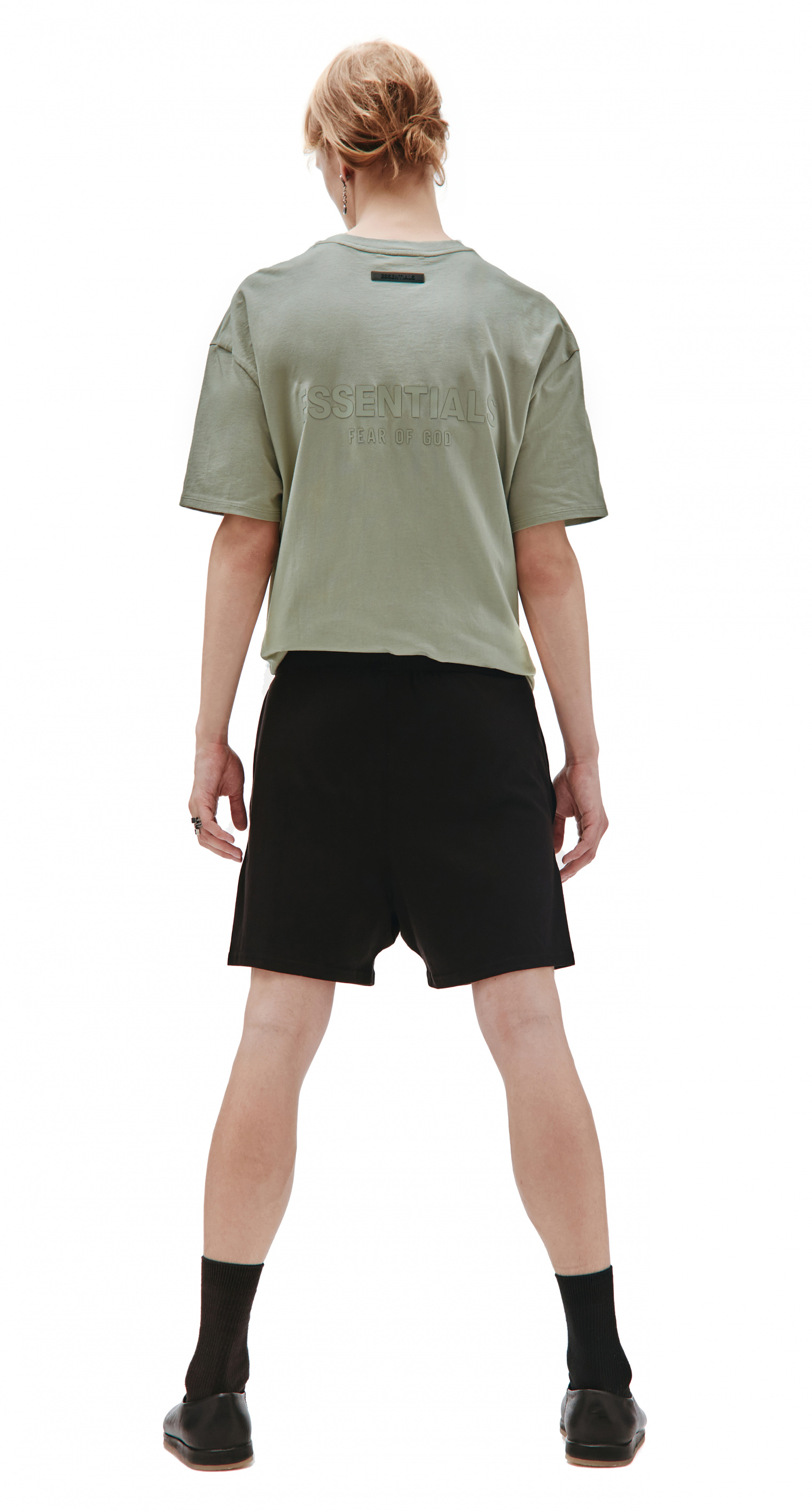 Fear of God Essentials Black logo shorts with elastic