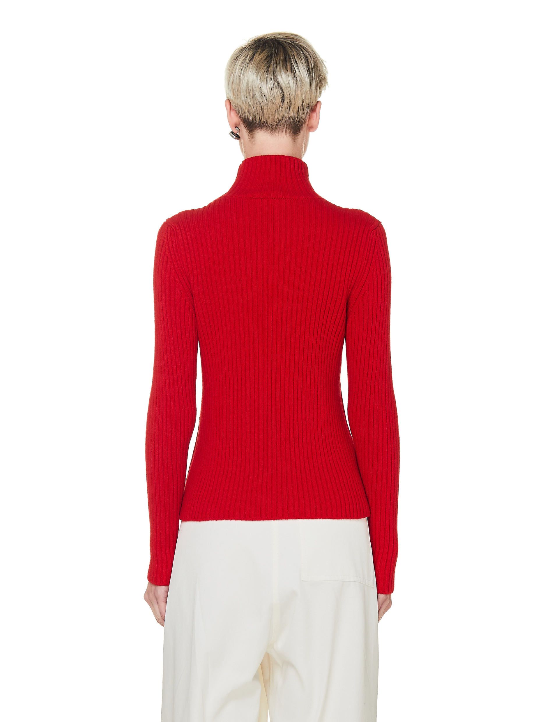 Balenciaga Red Rib Knit Turtleneck