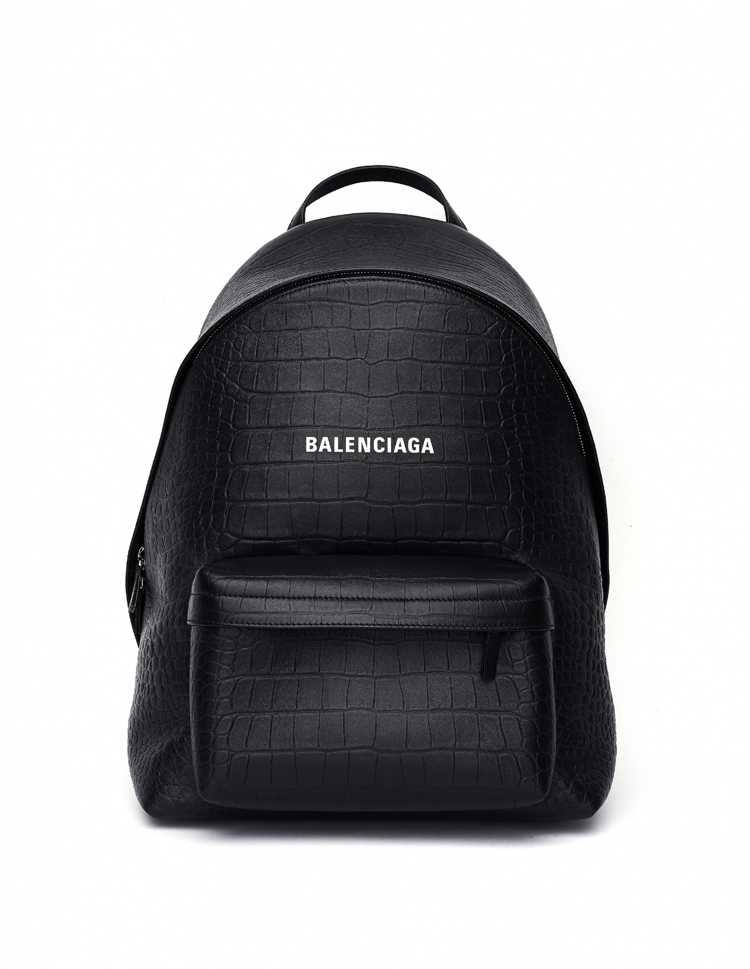 Balenciaga Black Leather Logo Printed Backpack