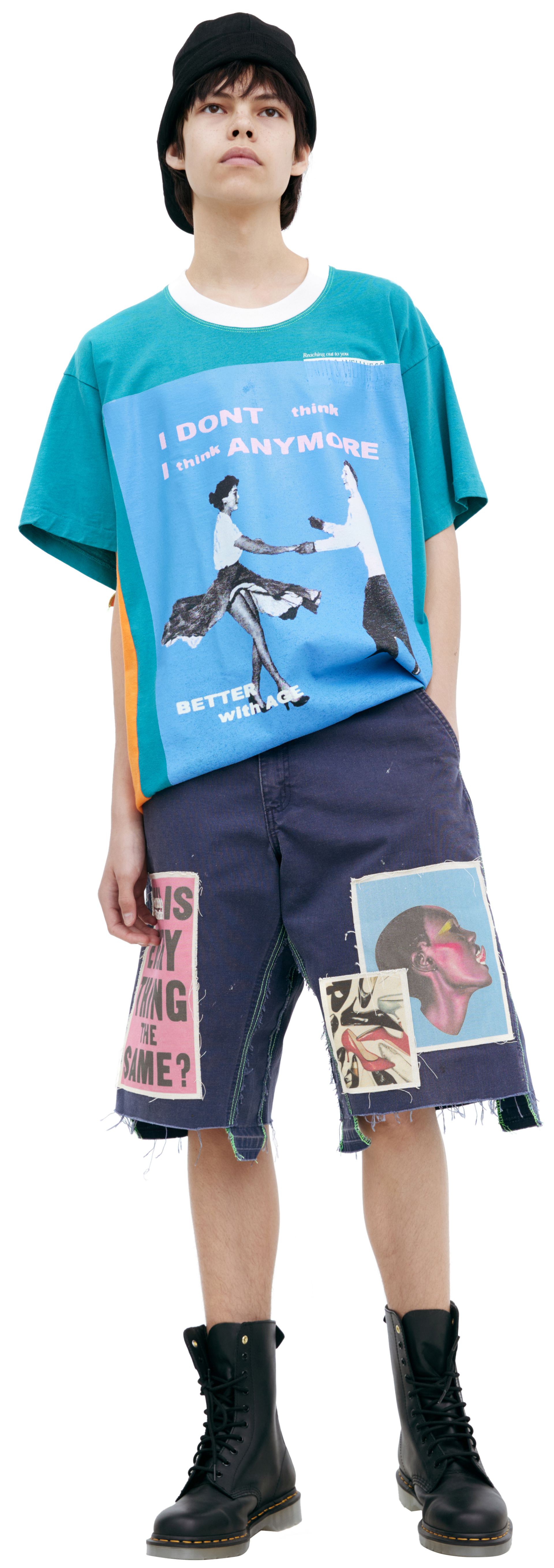 BETTER WITH AGE Patch denim shorts