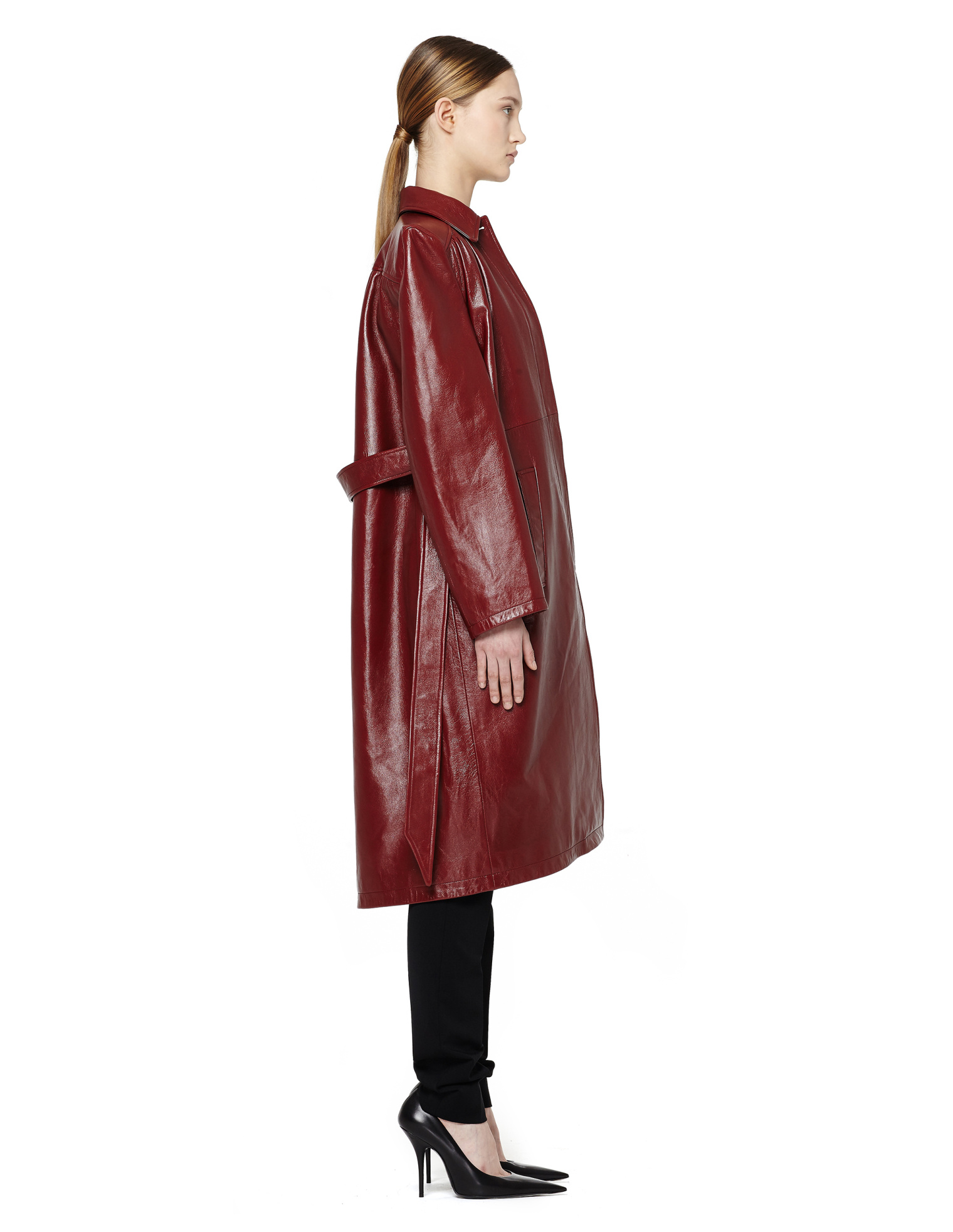Balenciaga Кожаный плащ с объемными плечами