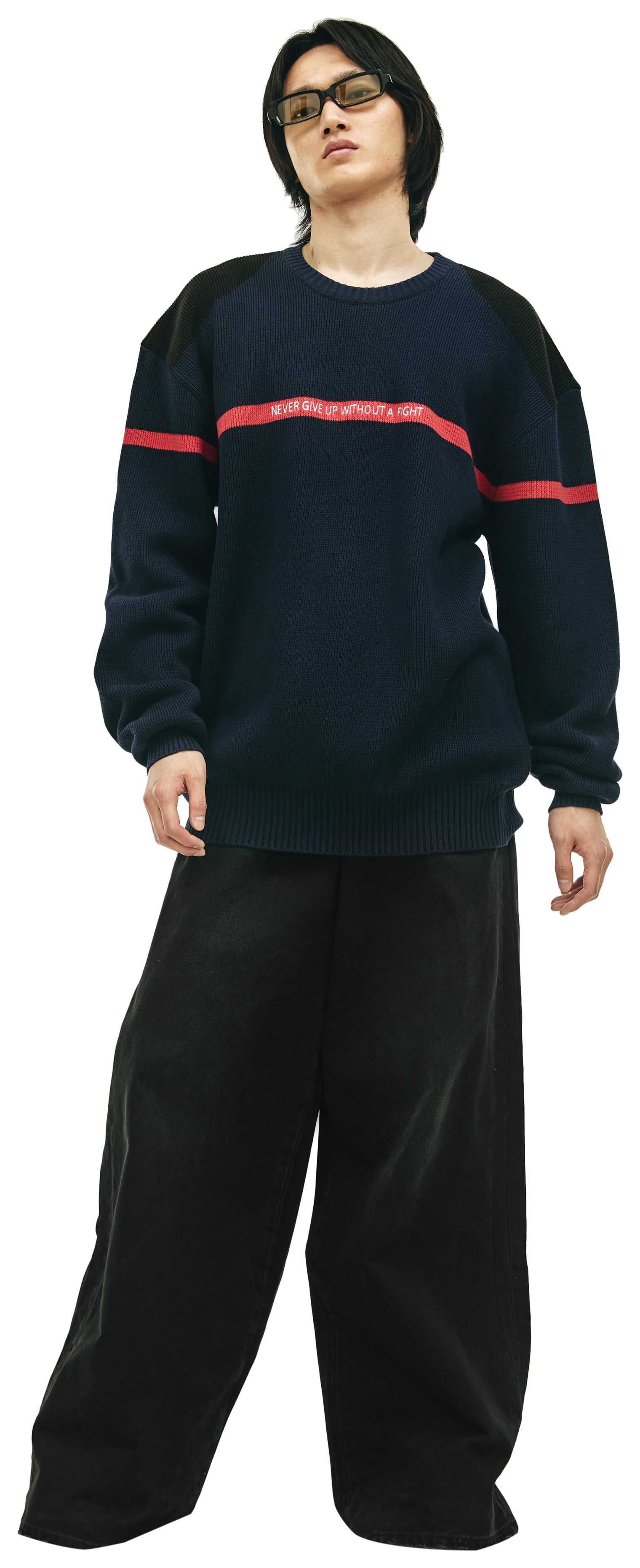 VETEMENTS Navy Blue Cotton & Cashmere Sweater