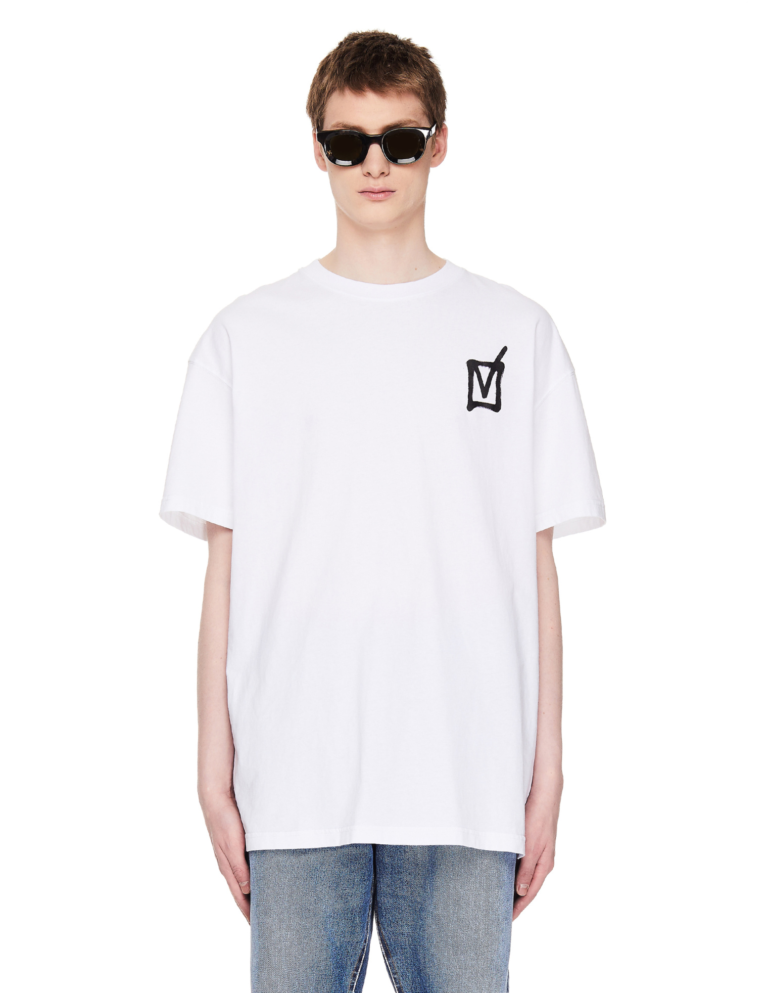 VETEMENTS Белая хлопковая футболка с принтом