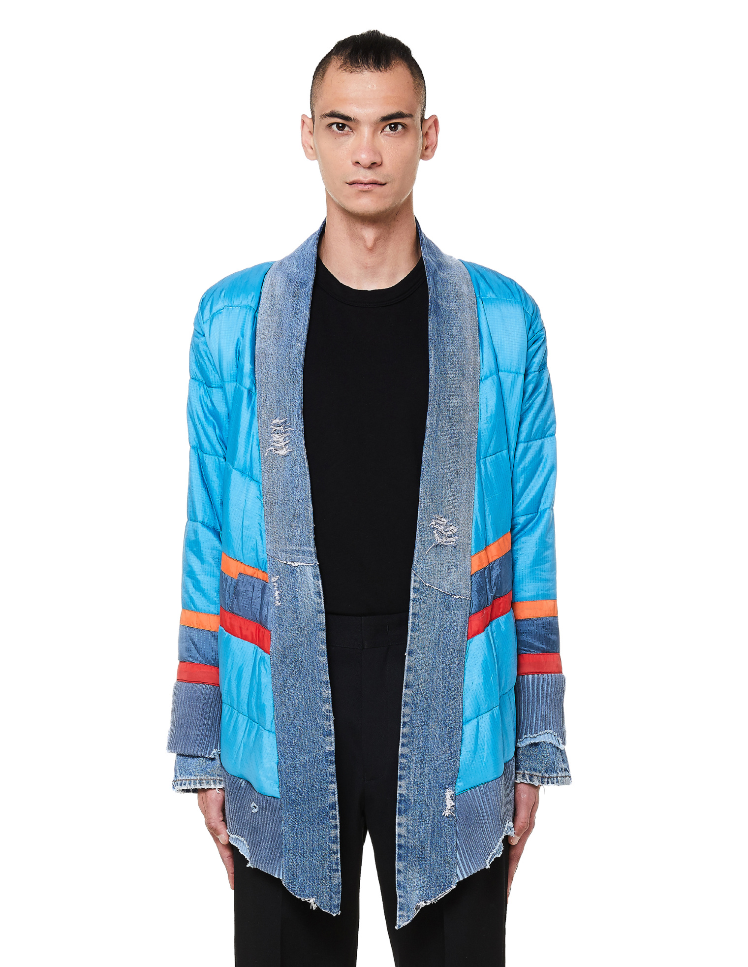Greg Lauren Blue & Orange Puffy Kimono Jacket