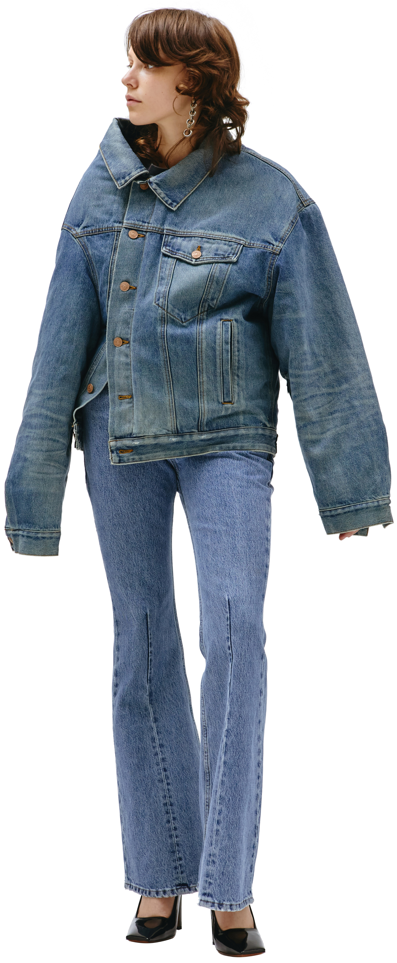 Buy Balenciaga women blue asymmetrical denim jacket for 1 302 online on SV77 662747 TDW14 8146