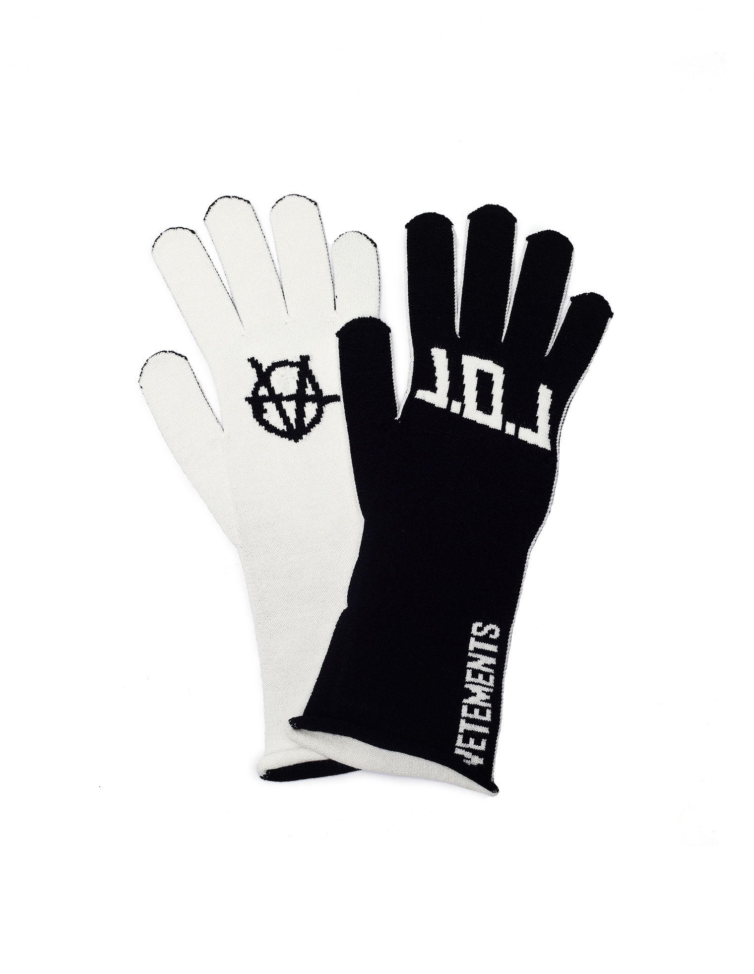 VETEMENTS Black & White L.O.L. Gloves