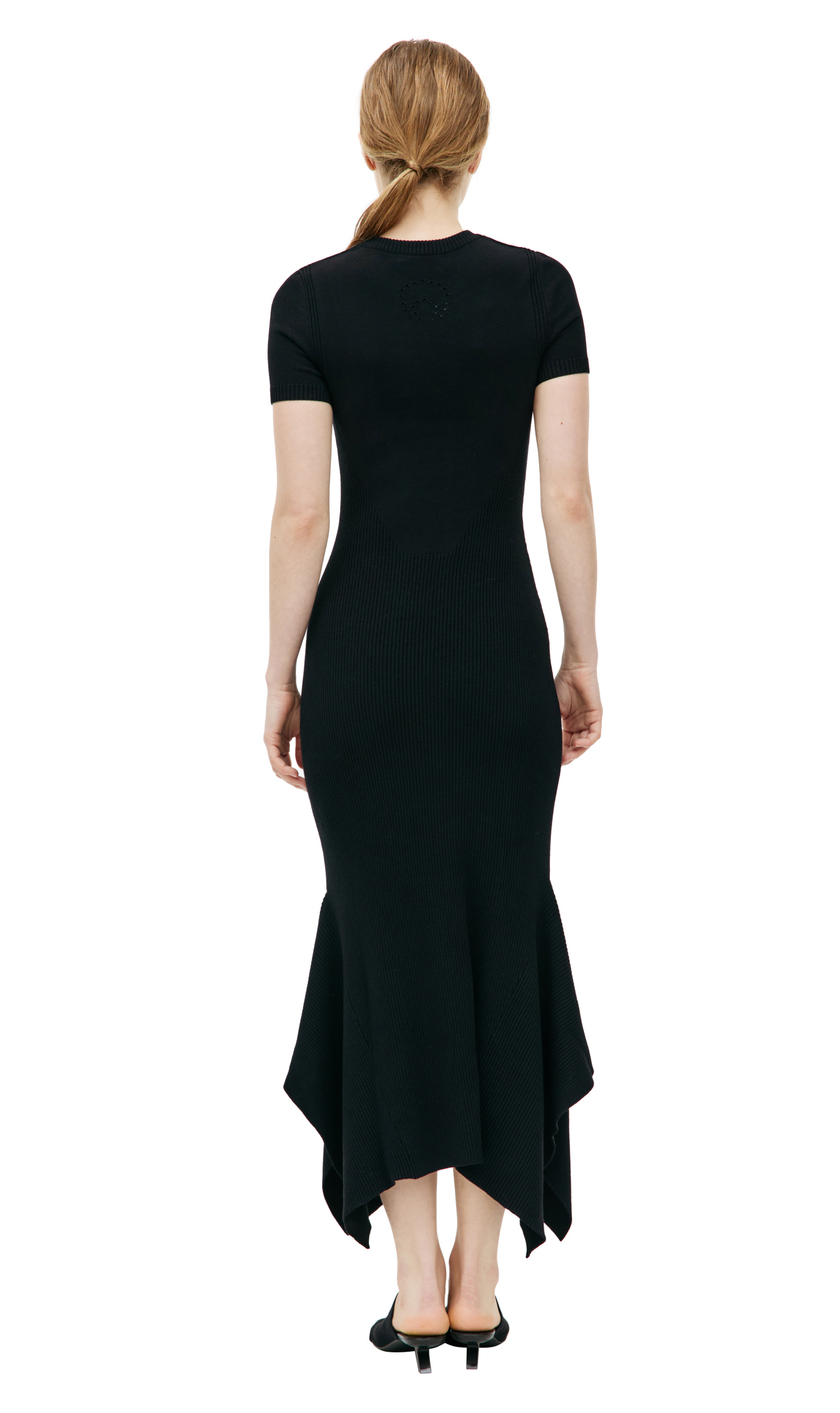 MARINE SERRE Black ribbed maxi dress