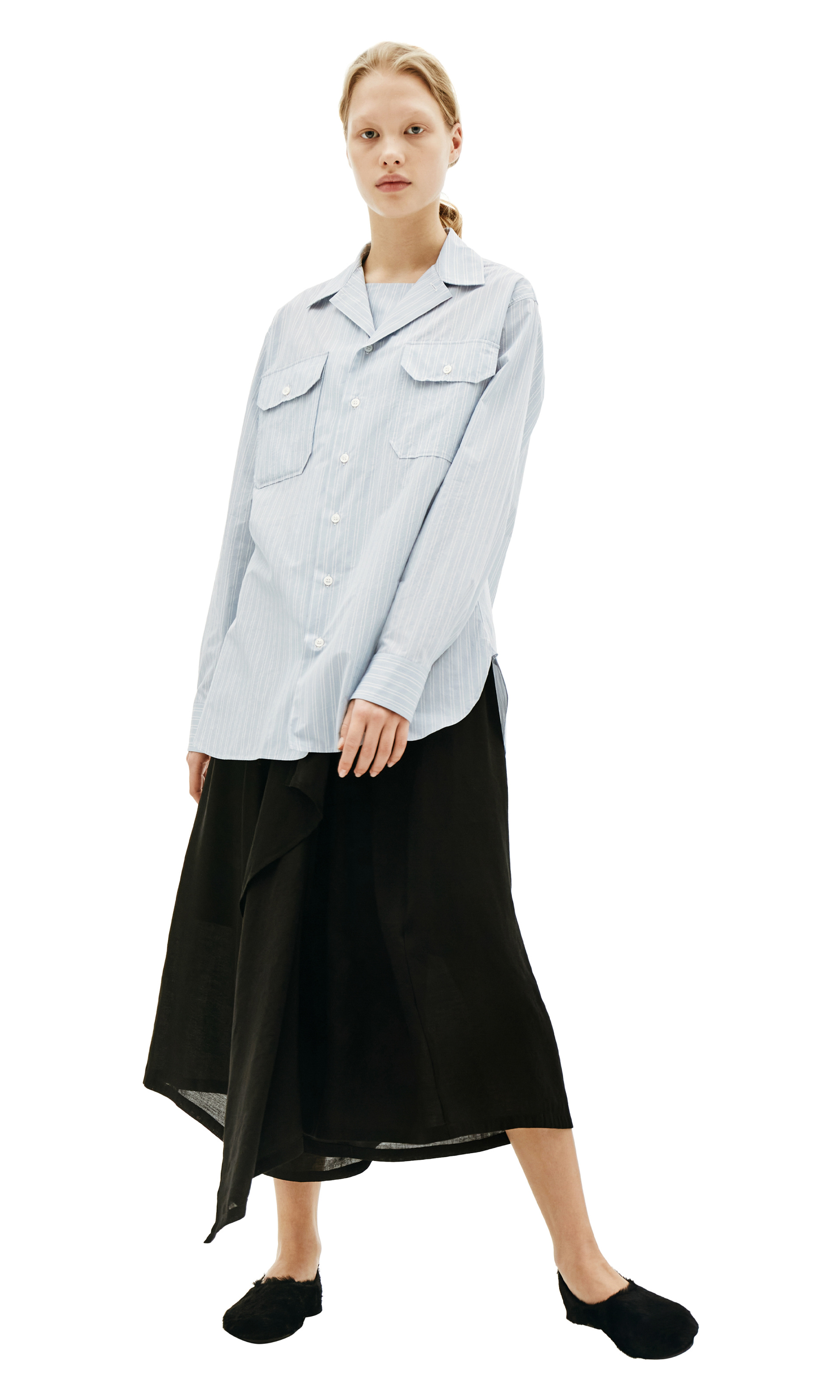 Maison Margiela Blue Stripped Shirt With Pockets